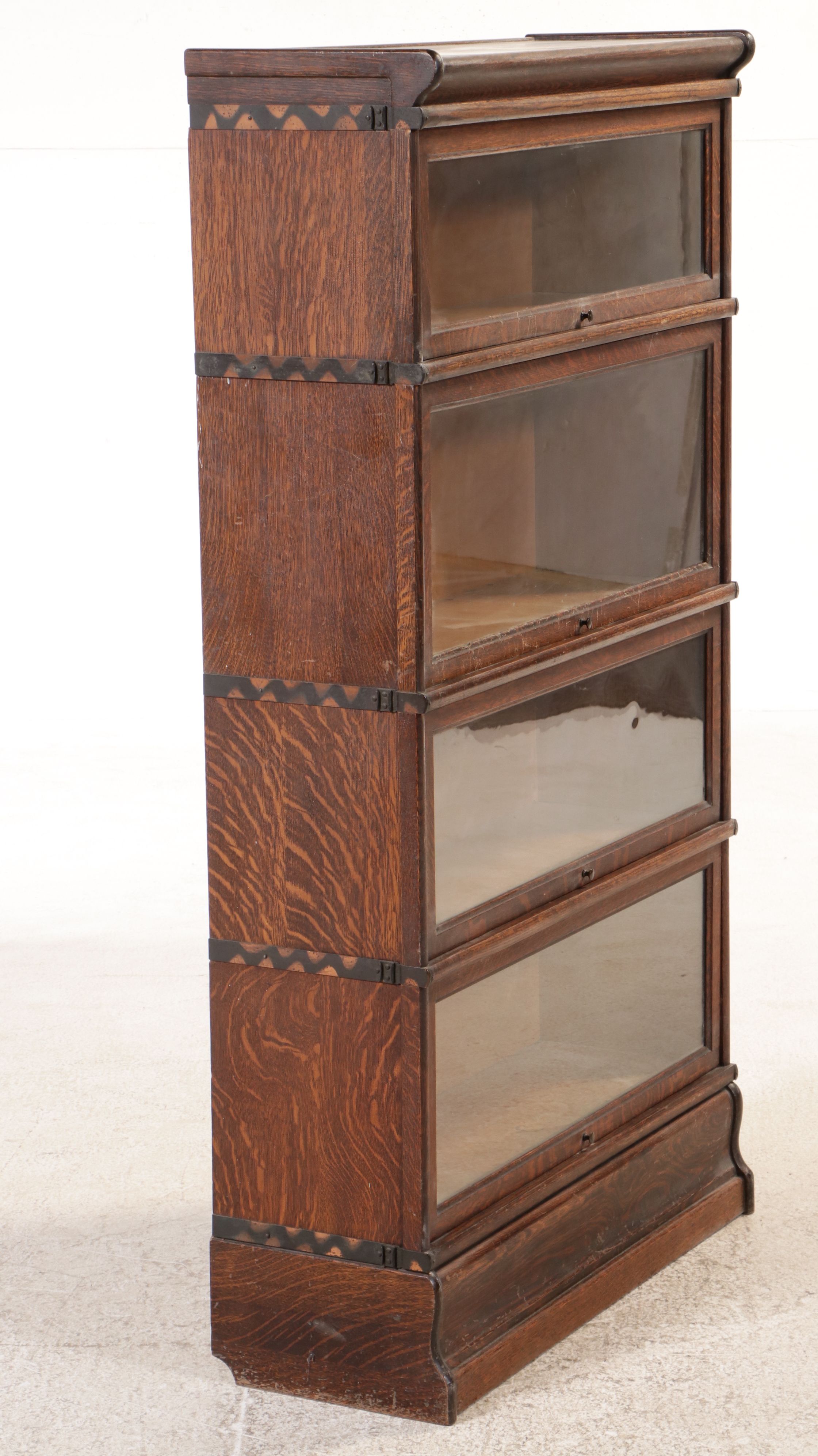 Macey Oak Four-Tier Barrister's Bookcase, Early to Mid-20th Century