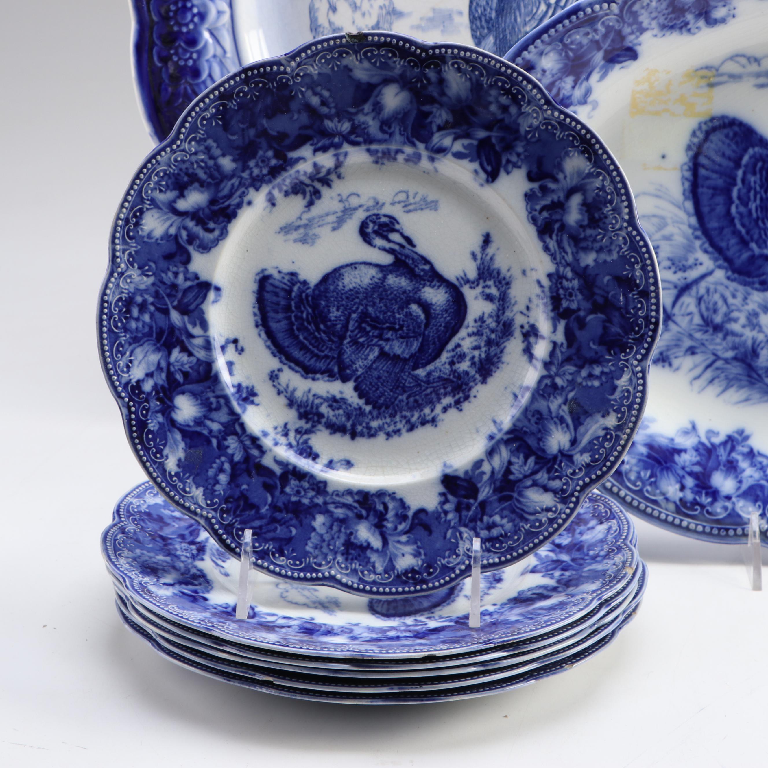 Wedgwood & Co. "Clytie" Semi-Porcelain Dinnerware and Salem China Turkey Platter