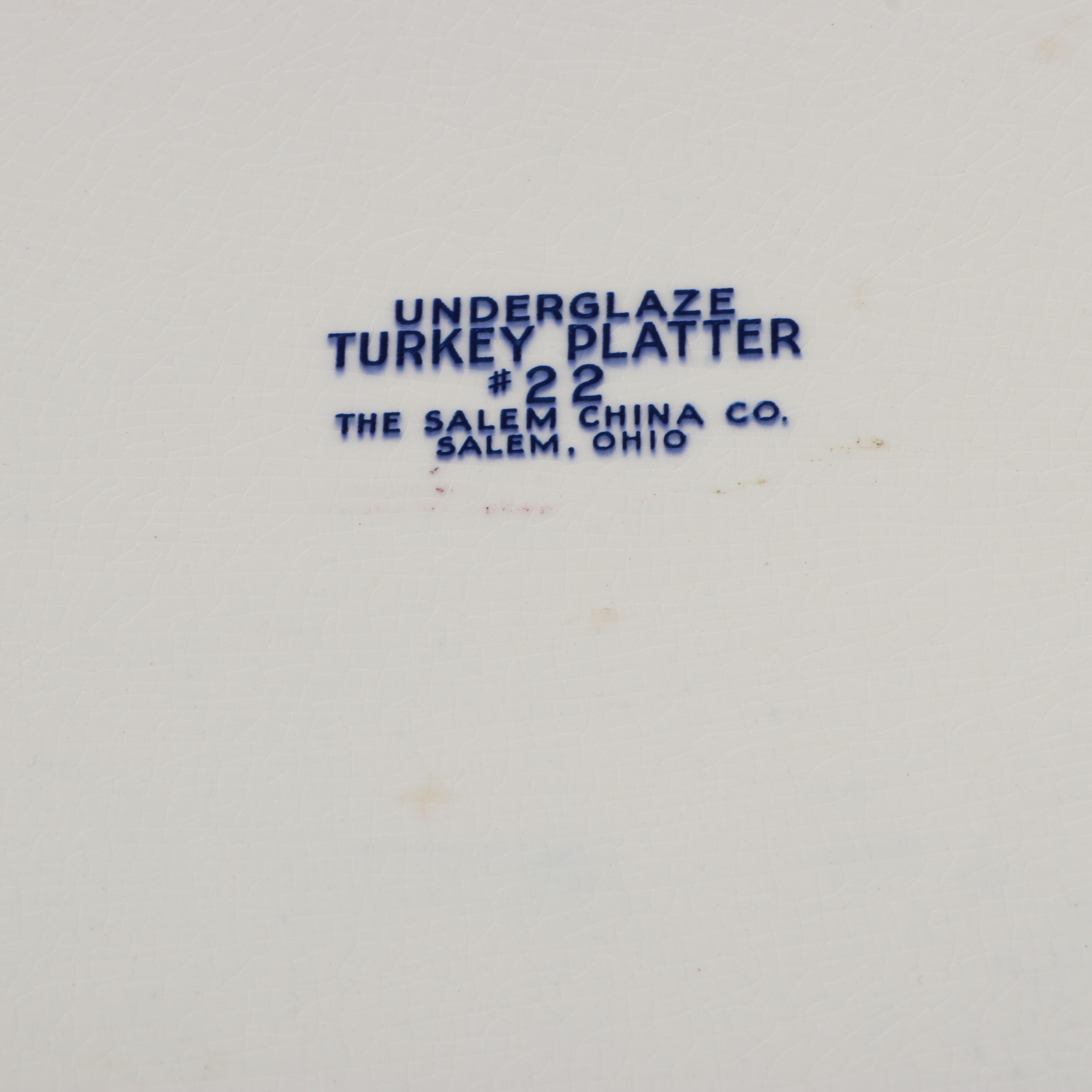 Wedgwood & Co. "Clytie" Semi-Porcelain Dinnerware and Salem China Turkey Platter