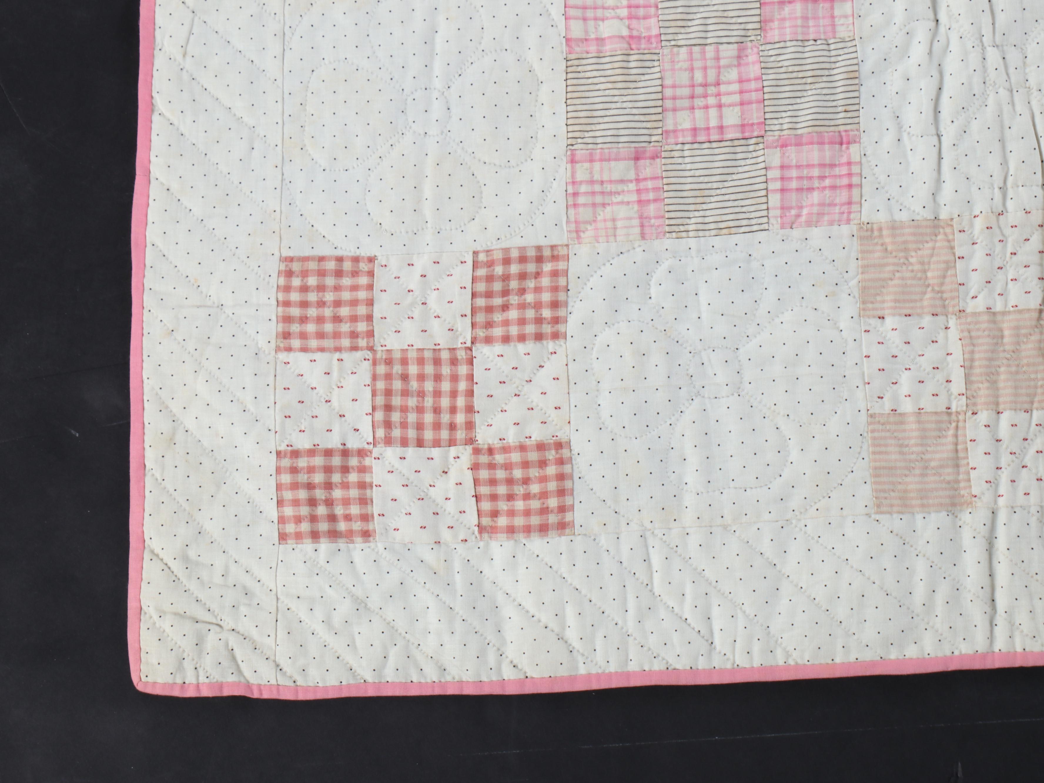 Hand-Pieced Pink and Blue Cotton Bock Quilts, Early/Mid-20th Century
