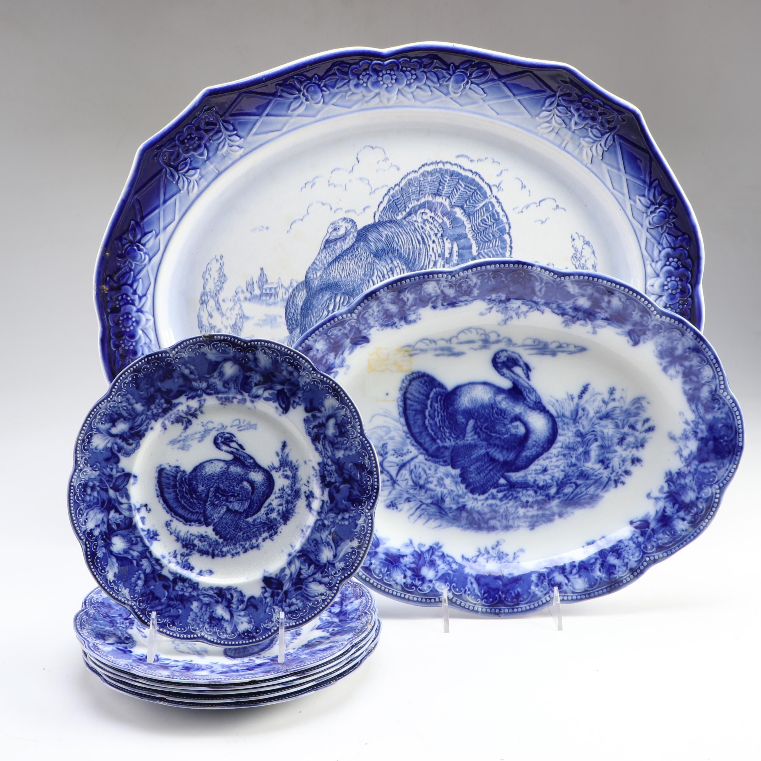 Wedgwood & Co. "Clytie" Semi-Porcelain Dinnerware and Salem China Turkey Platter