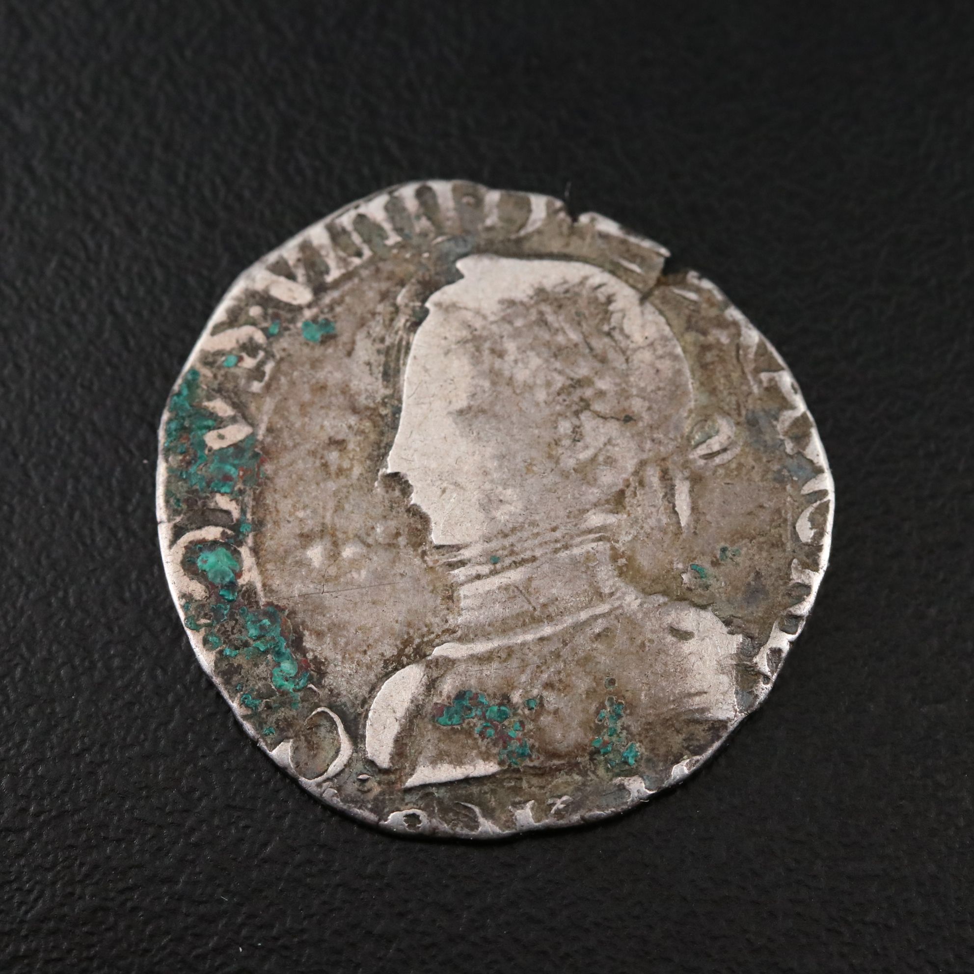 1560-1574 Charles lX Silver One Half Teston