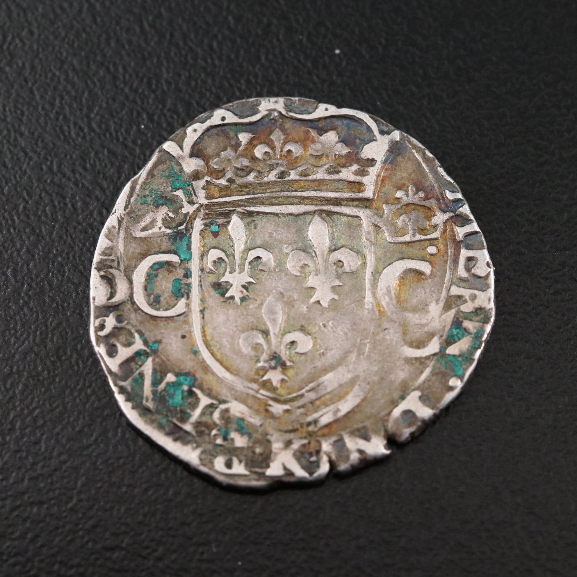 1560-1574 Charles lX Silver One Half Teston