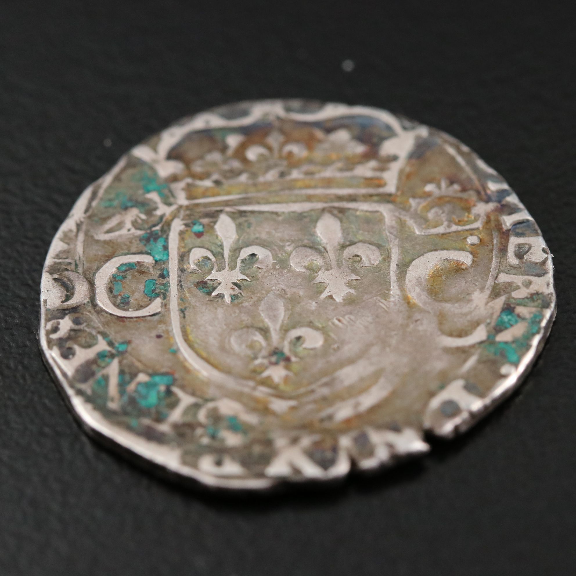 1560-1574 Charles lX Silver One Half Teston