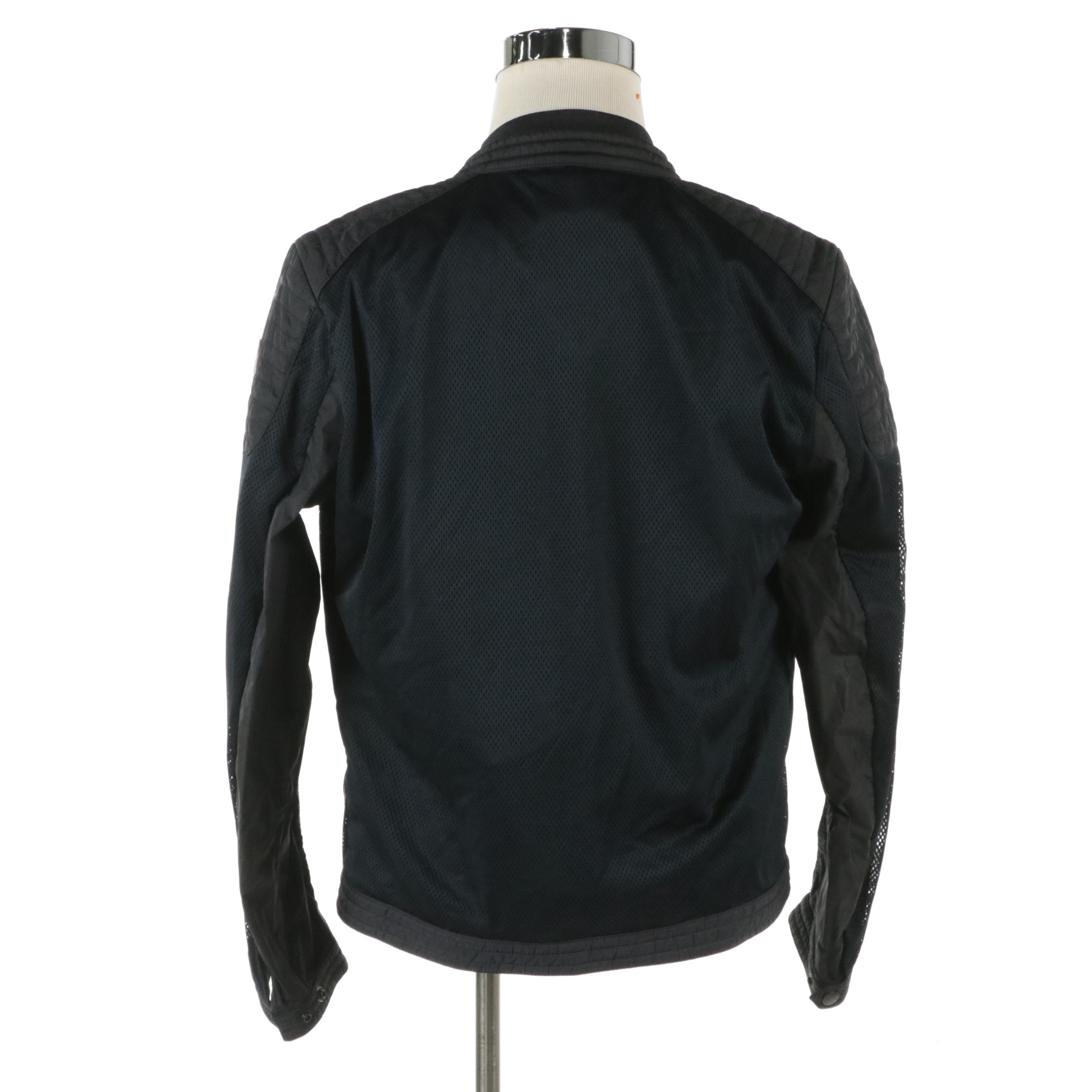 Moncler Classic Fabrice Jacket in Navy Blue Mesh and Nylon