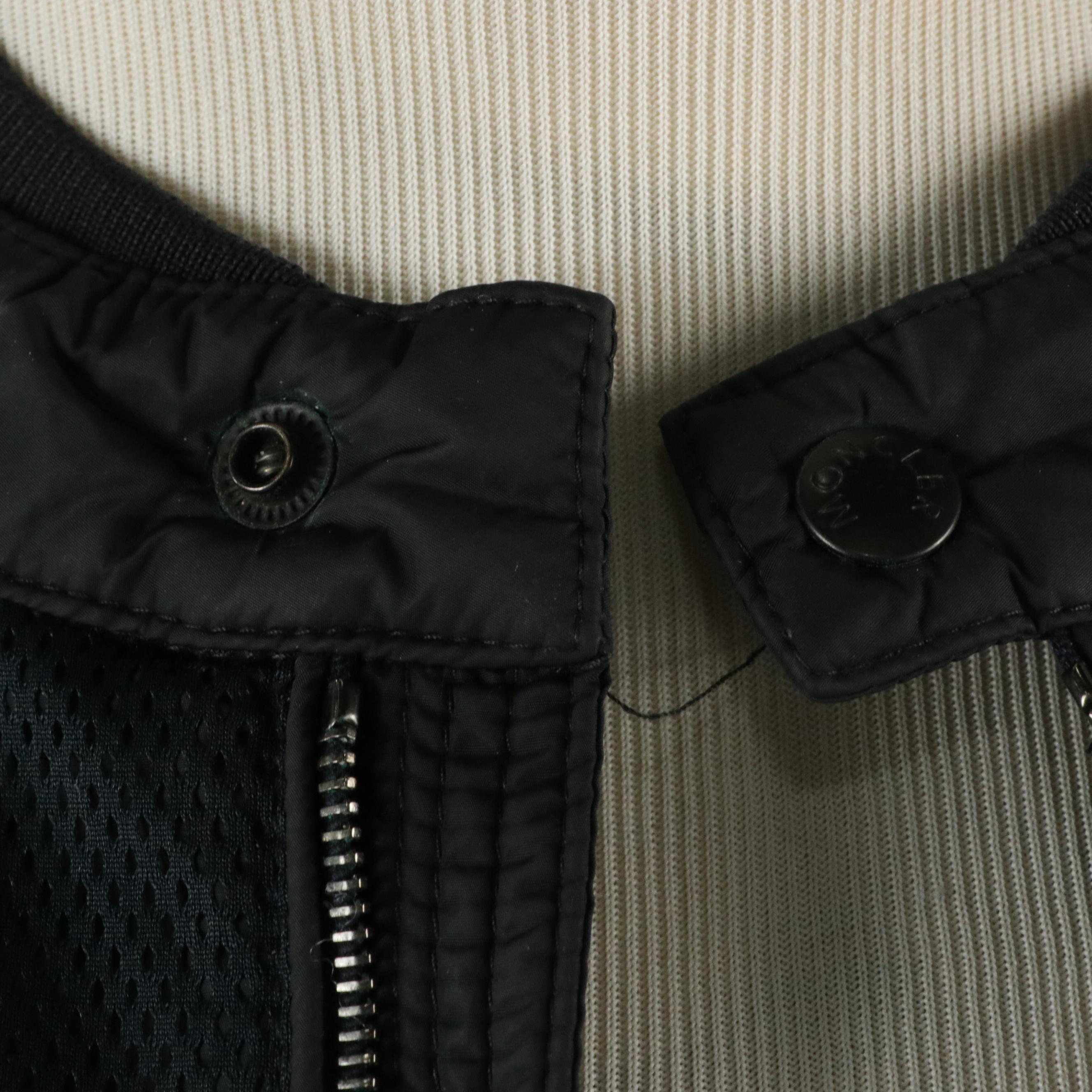 Moncler Classic Fabrice Jacket in Navy Blue Mesh and Nylon