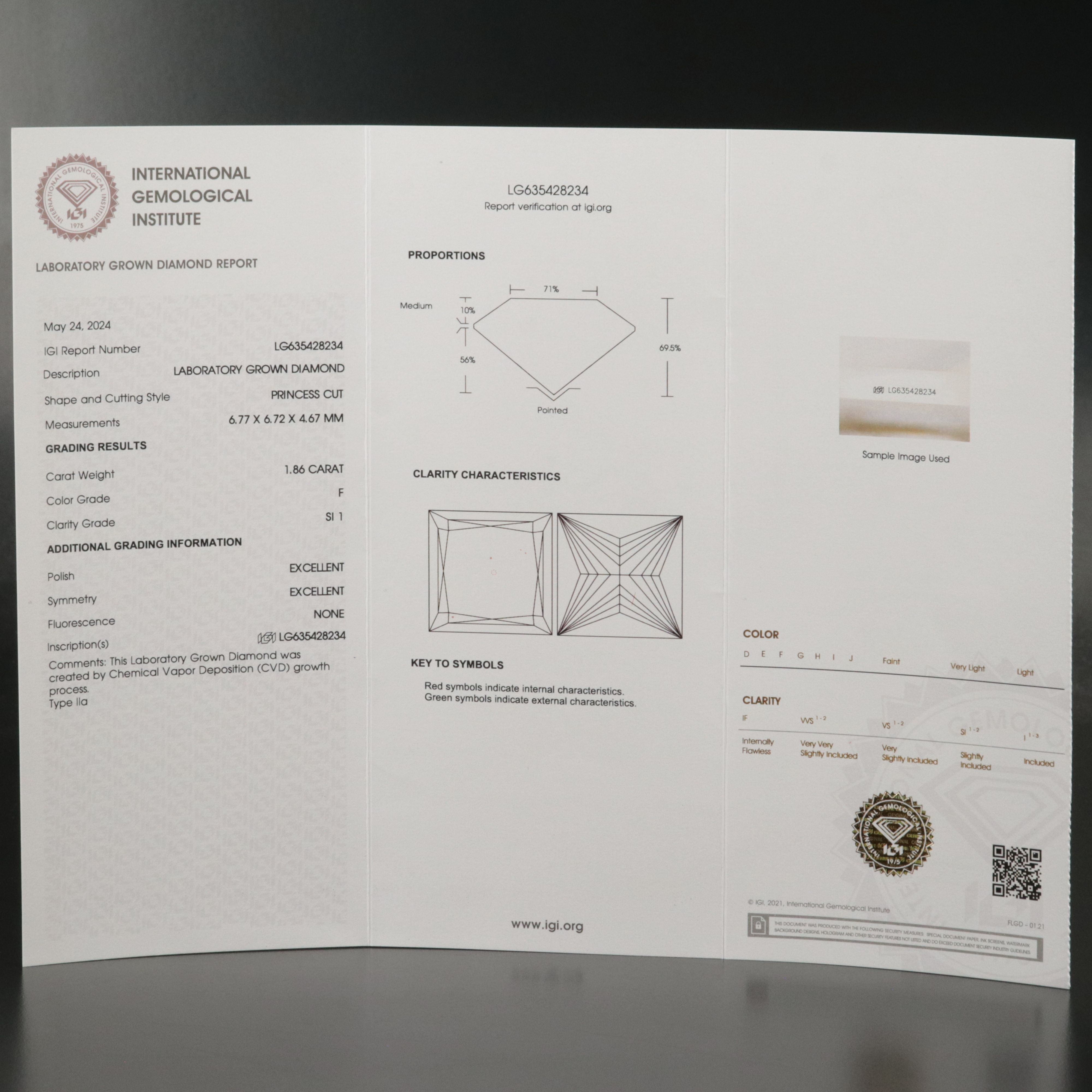 Loose 1.86 CT Lab Grown Diamond with IGI Report