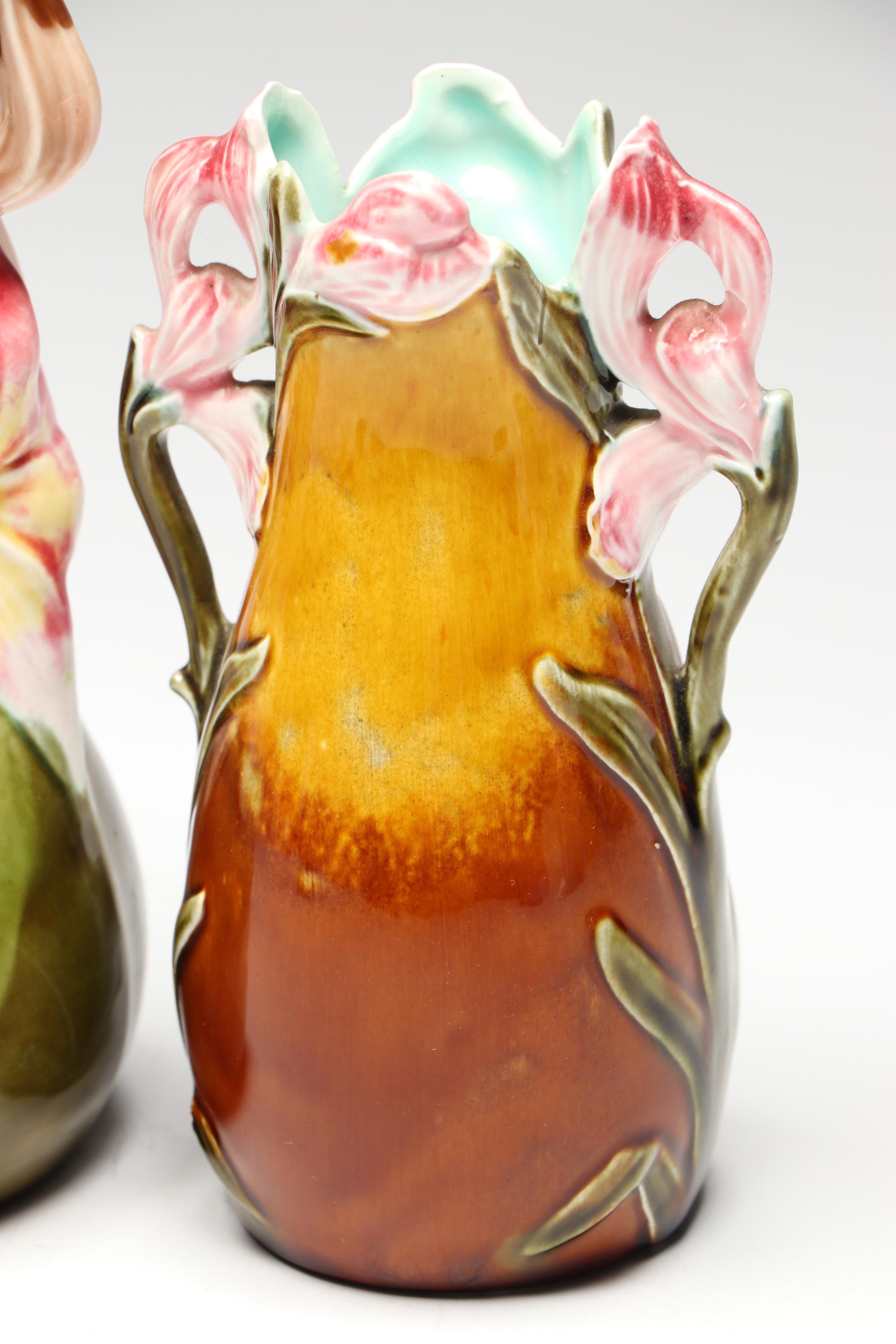 European Art Nouveau Style Ceramic Vases, Early 20th Century