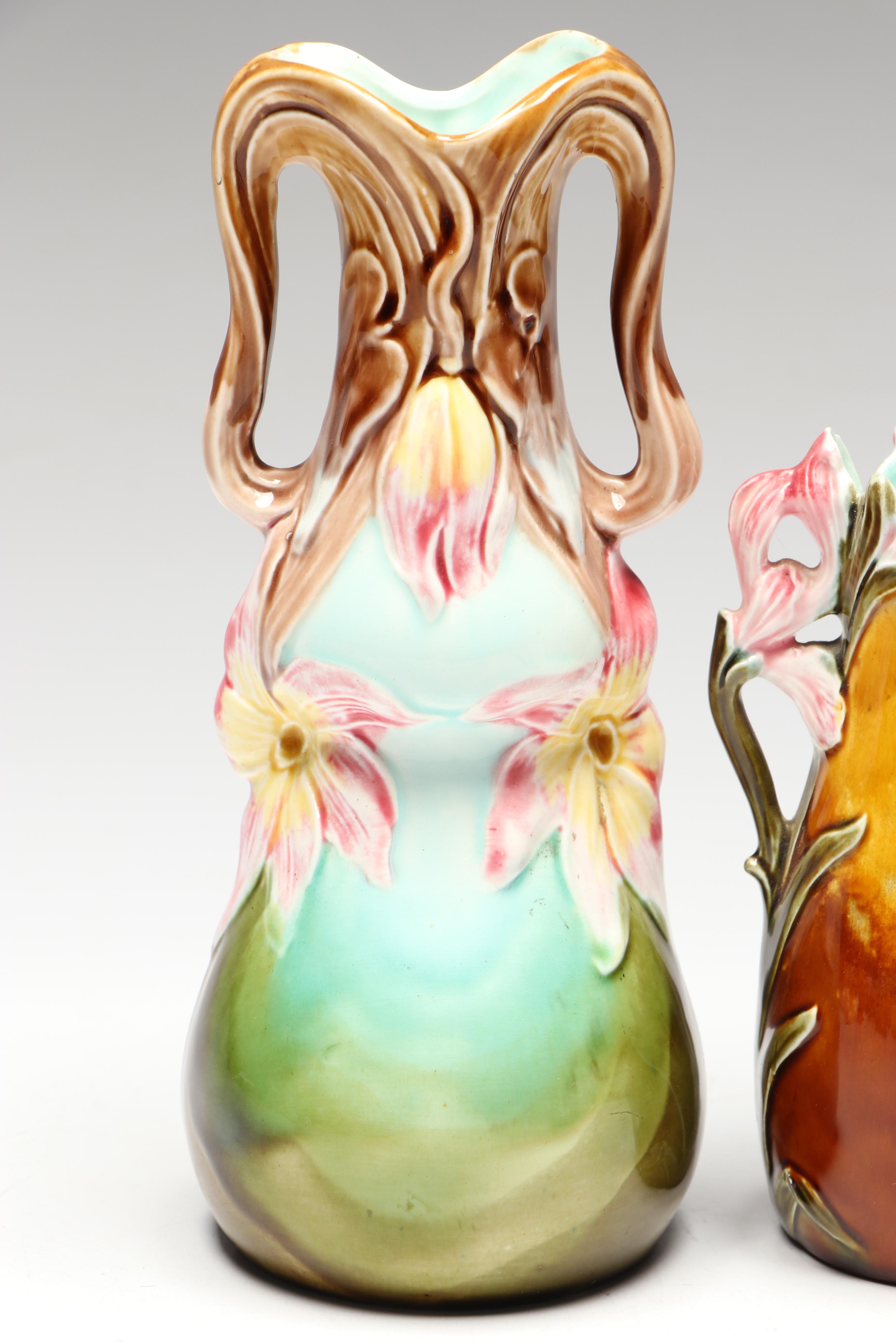 European Art Nouveau Style Ceramic Vases, Early 20th Century