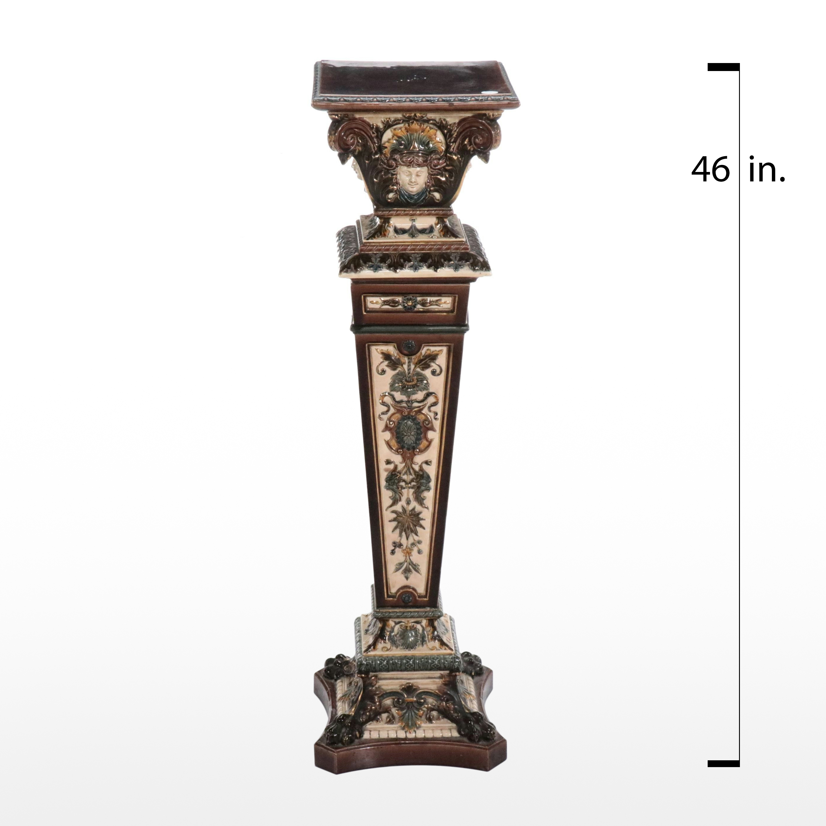 Rorstrand Swedish Majolica Ceramic Pedestal, Early 20th Century