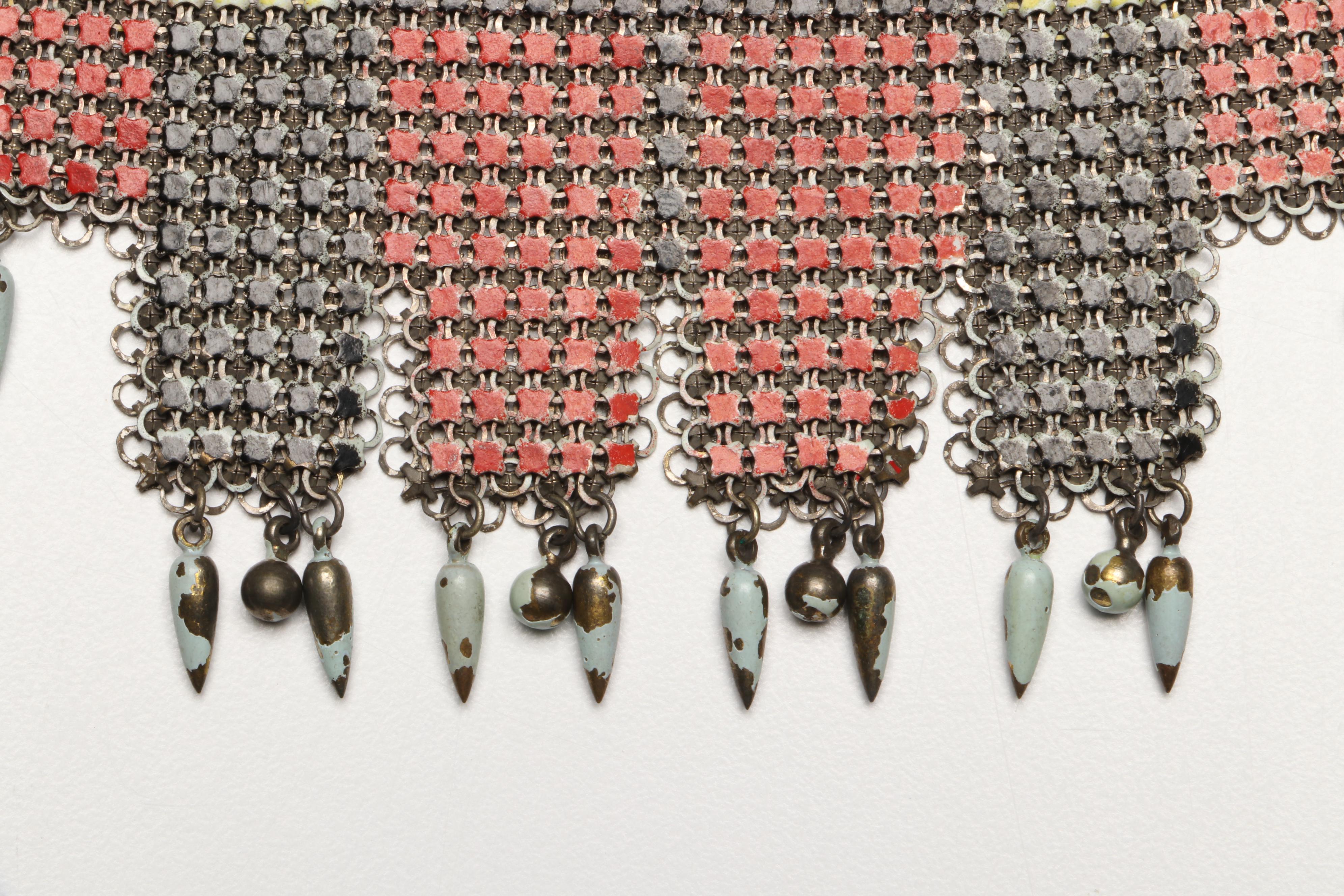 Whiting and Davis Art Deco El-Sah Enameled Metal Mesh Purse