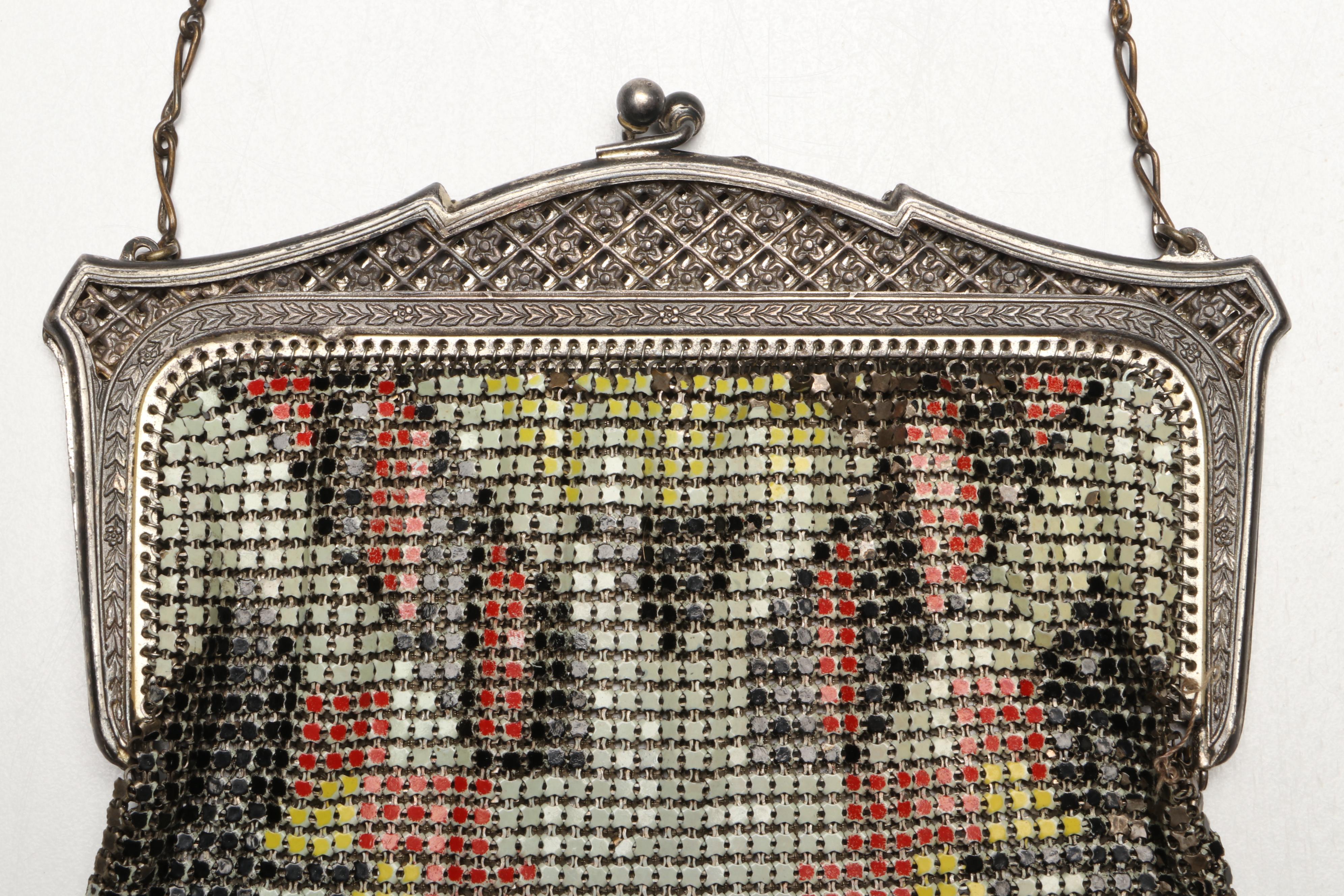 Whiting and Davis Art Deco El-Sah Enameled Metal Mesh Purse