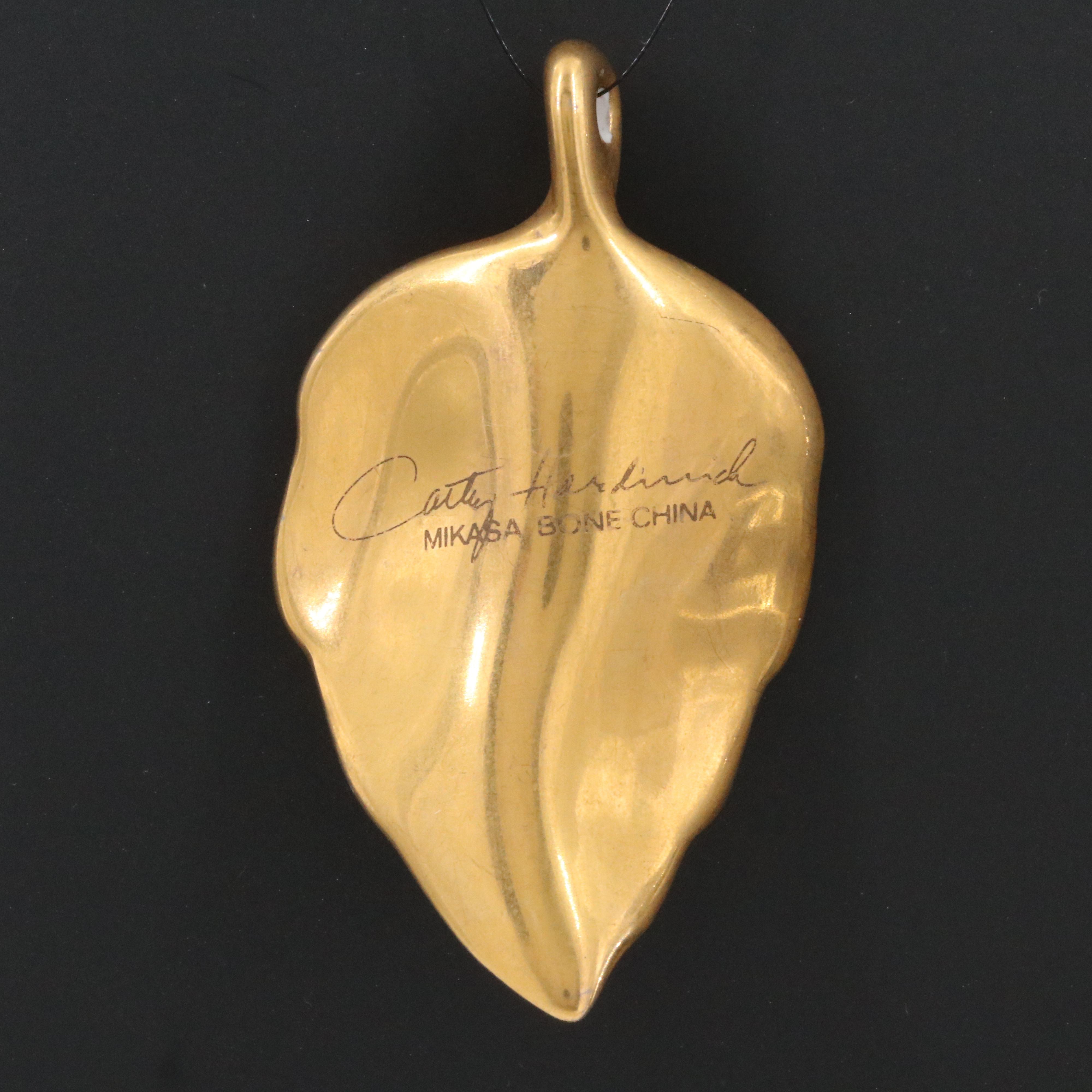 Cathy Hardwick for Mikasa Gilt Bone China Leaf Pendant