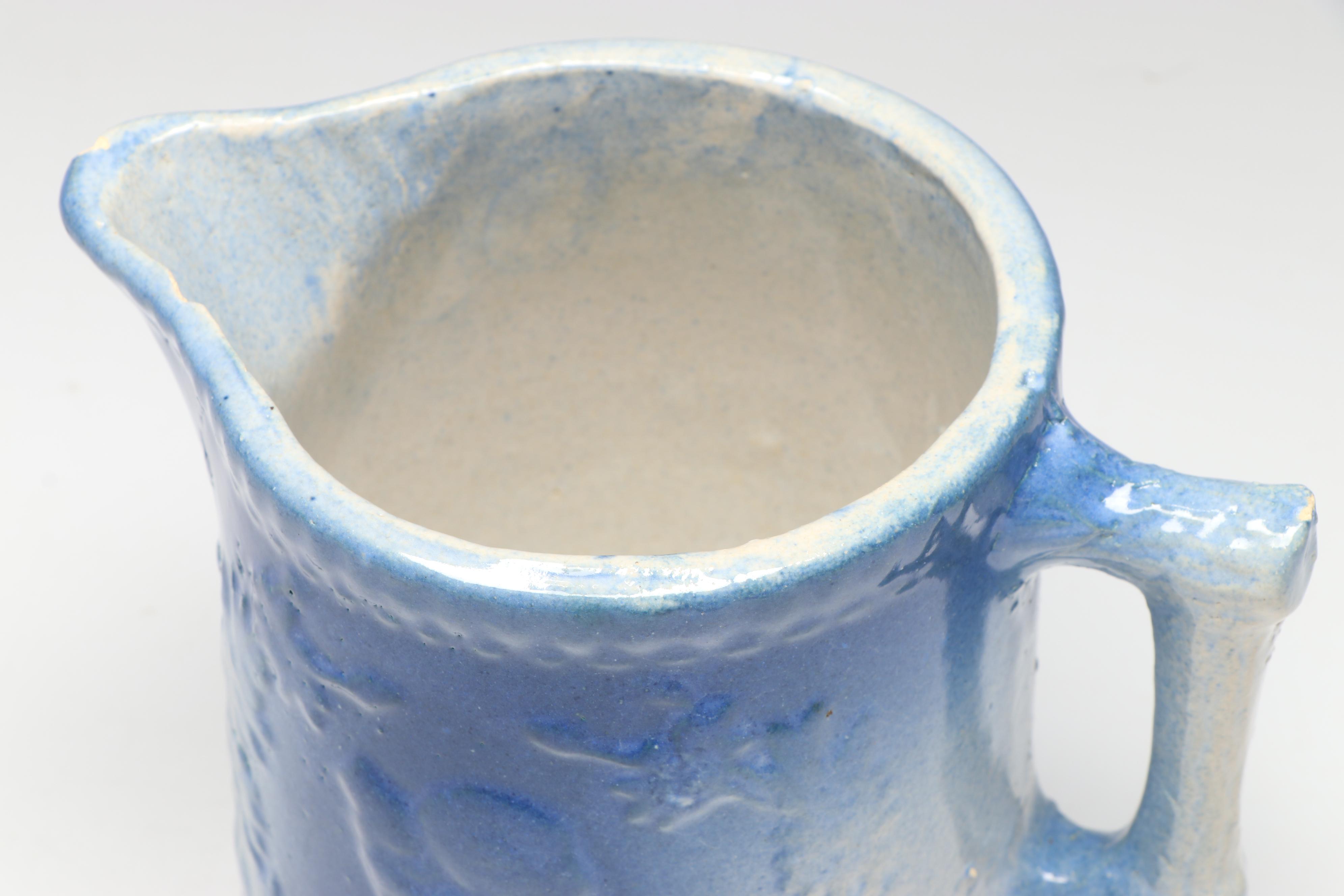 Blue and White Salt Glazed Stoneware and Staffordshire Style Pitchers