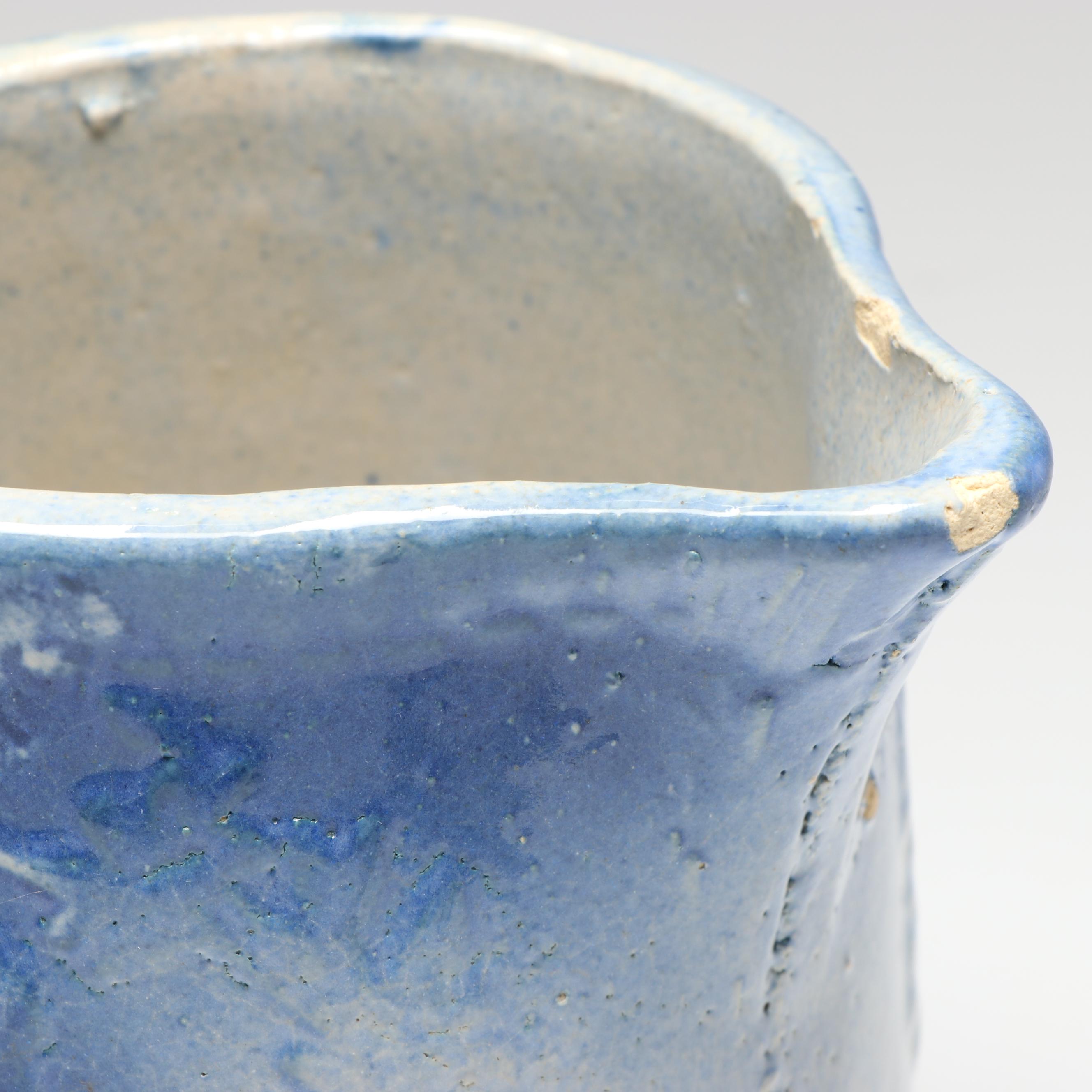 Blue and White Salt Glazed Stoneware and Staffordshire Style Pitchers