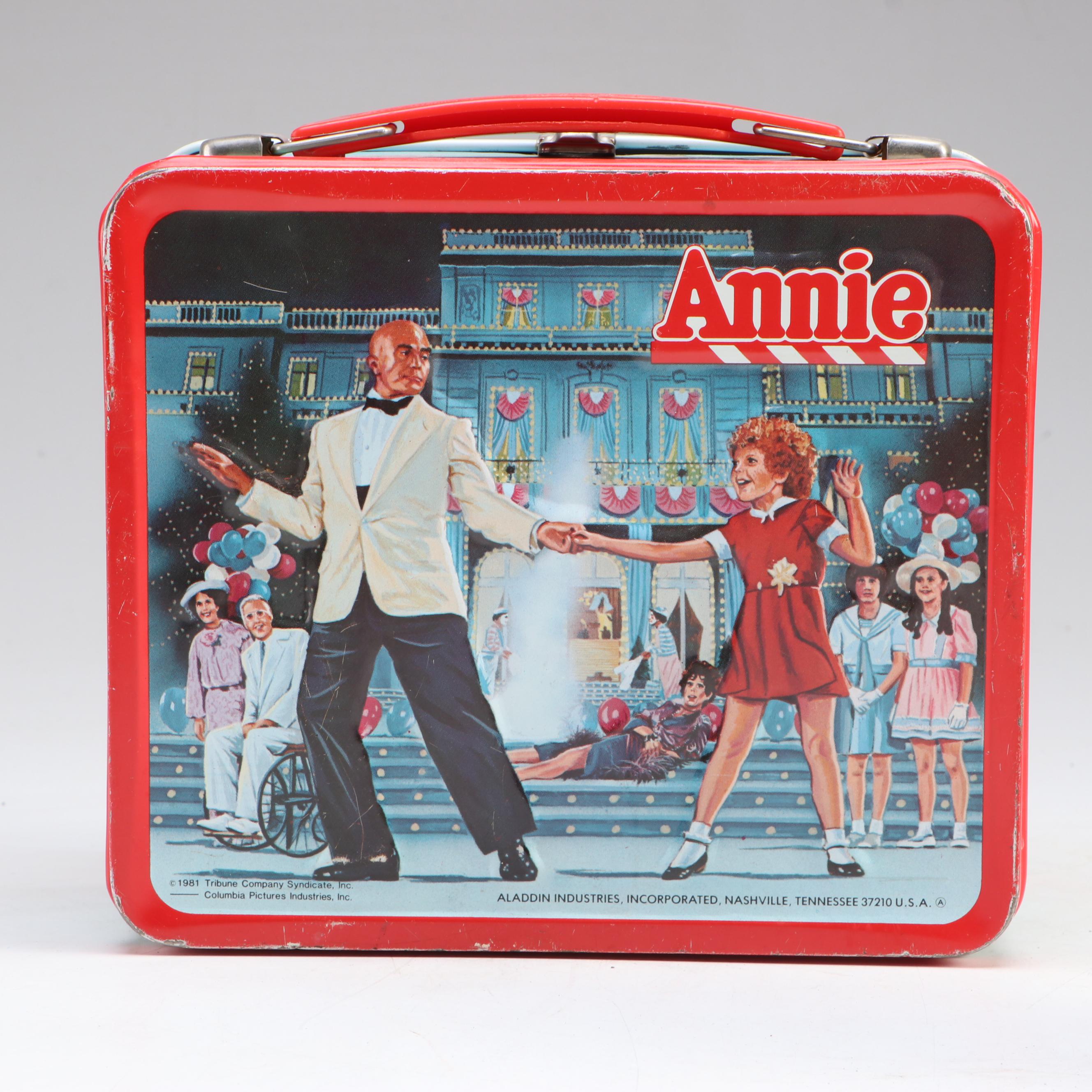 Mattel Barbie, Midge, and Skipper Thermos with Aladdin "Annie" Tin Lunchbox