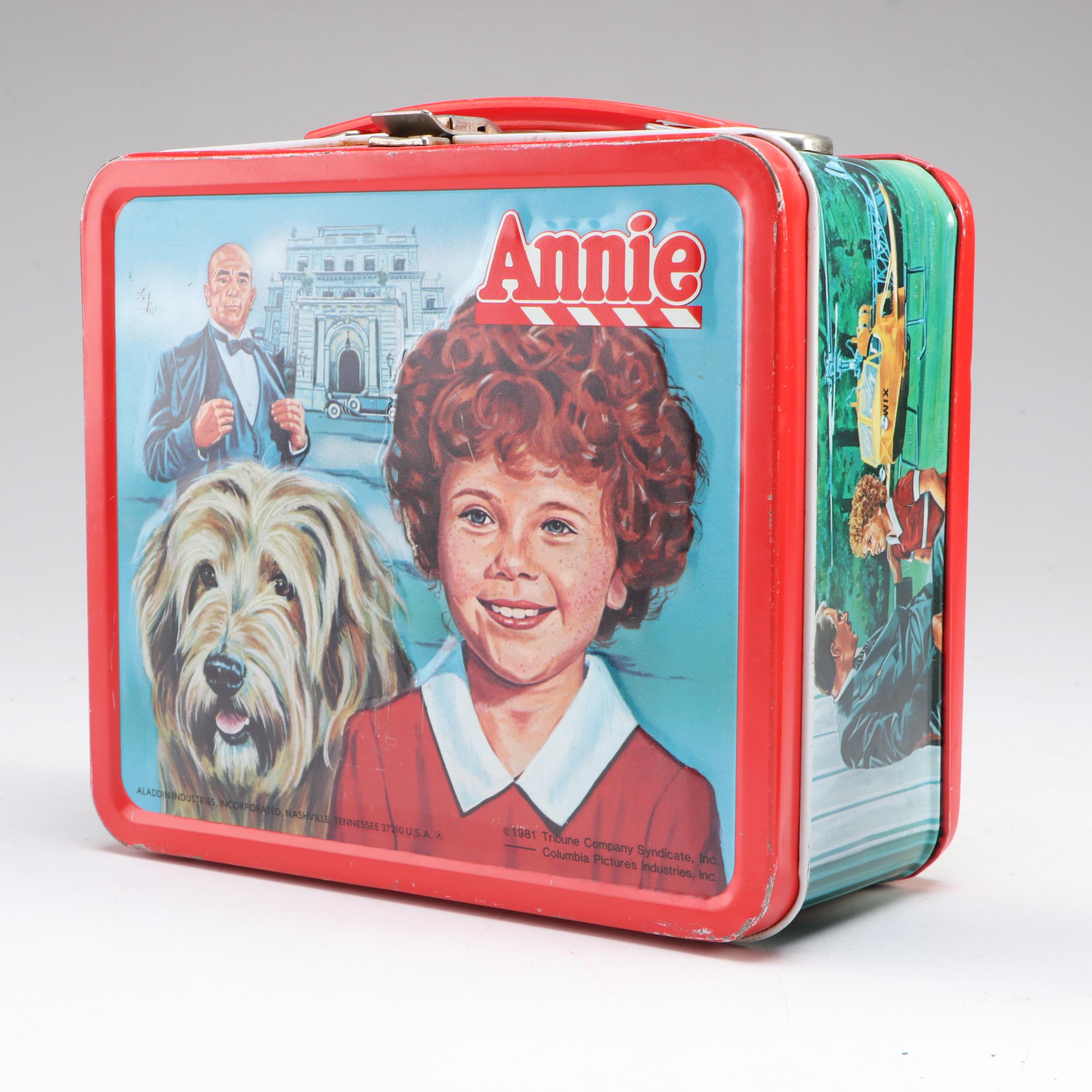 Mattel Barbie, Midge, and Skipper Thermos with Aladdin "Annie" Tin Lunchbox