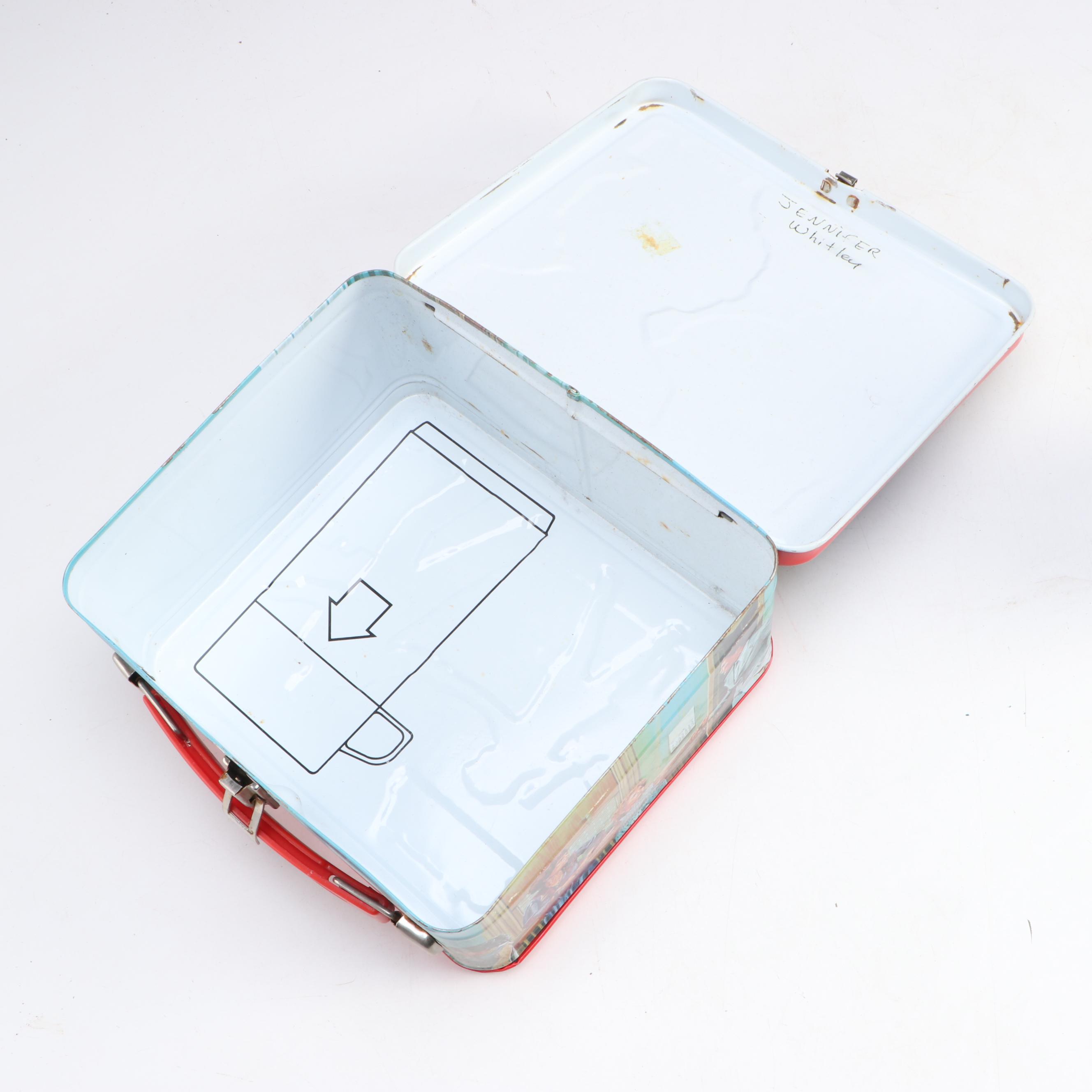 Mattel Barbie, Midge, and Skipper Thermos with Aladdin "Annie" Tin Lunchbox