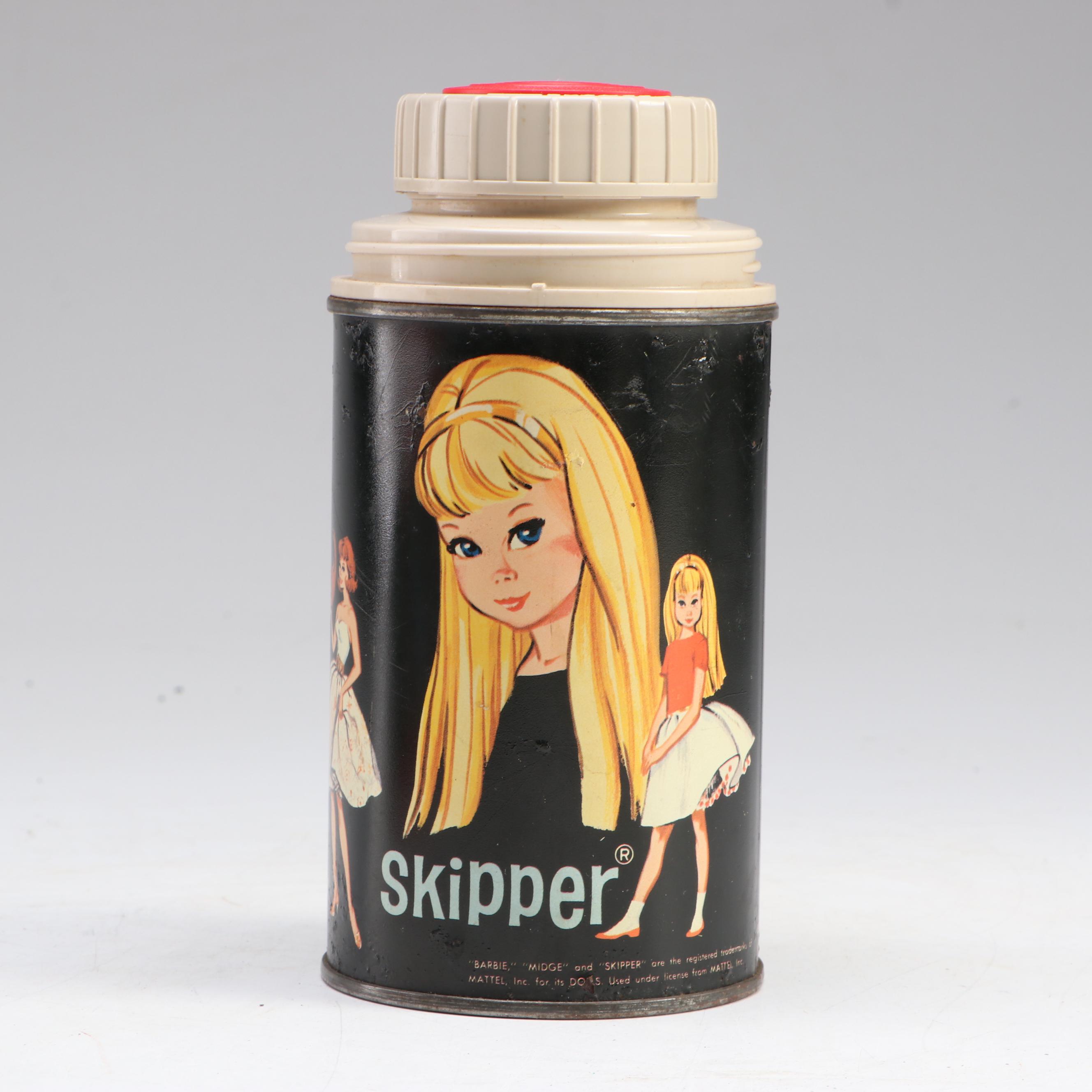 Mattel Barbie, Midge, and Skipper Thermos with Aladdin "Annie" Tin Lunchbox