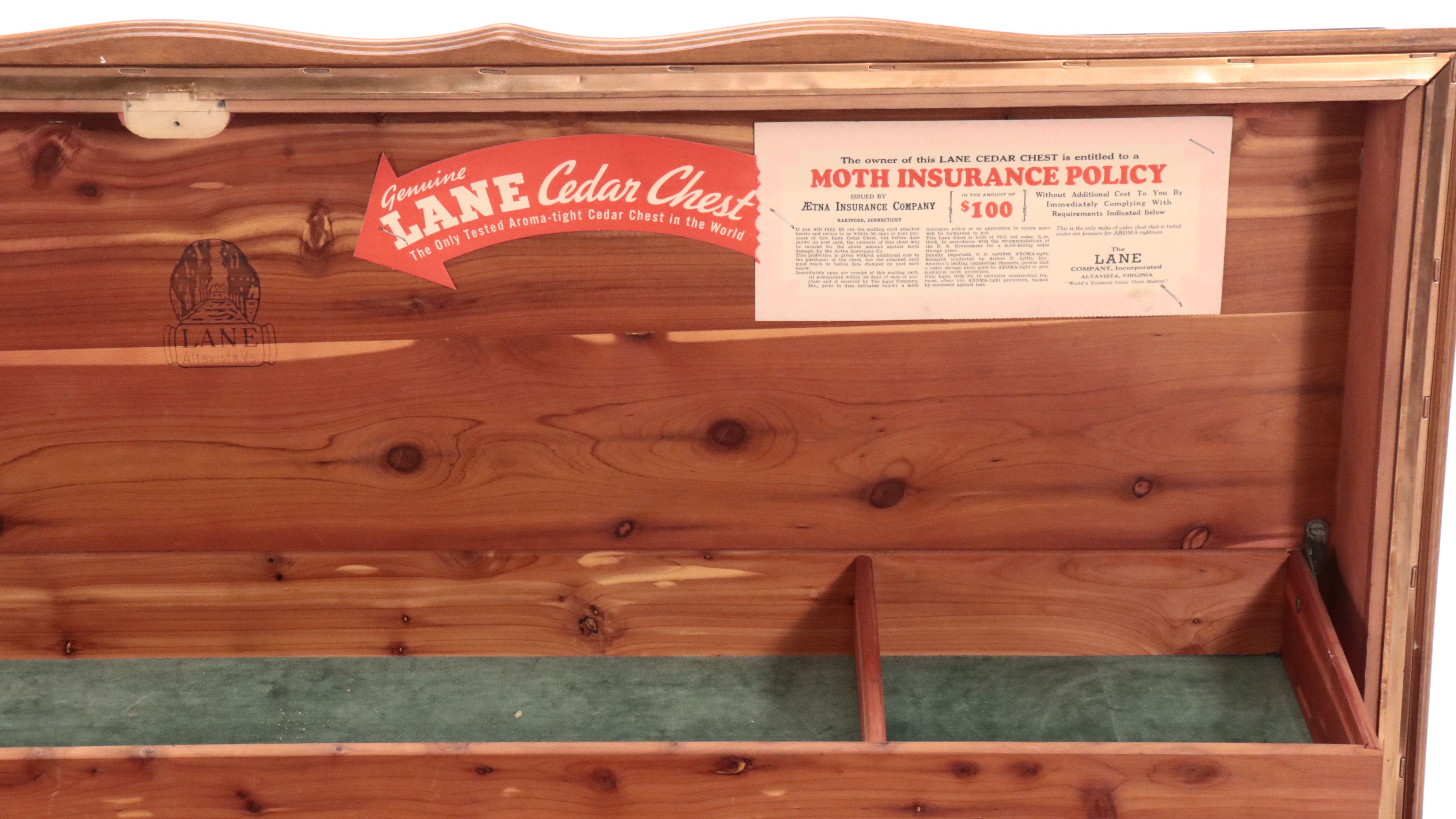 Lane Art Deco Style Waterfall Veneer Front Cedar Chest, Early to Mid-20th C.