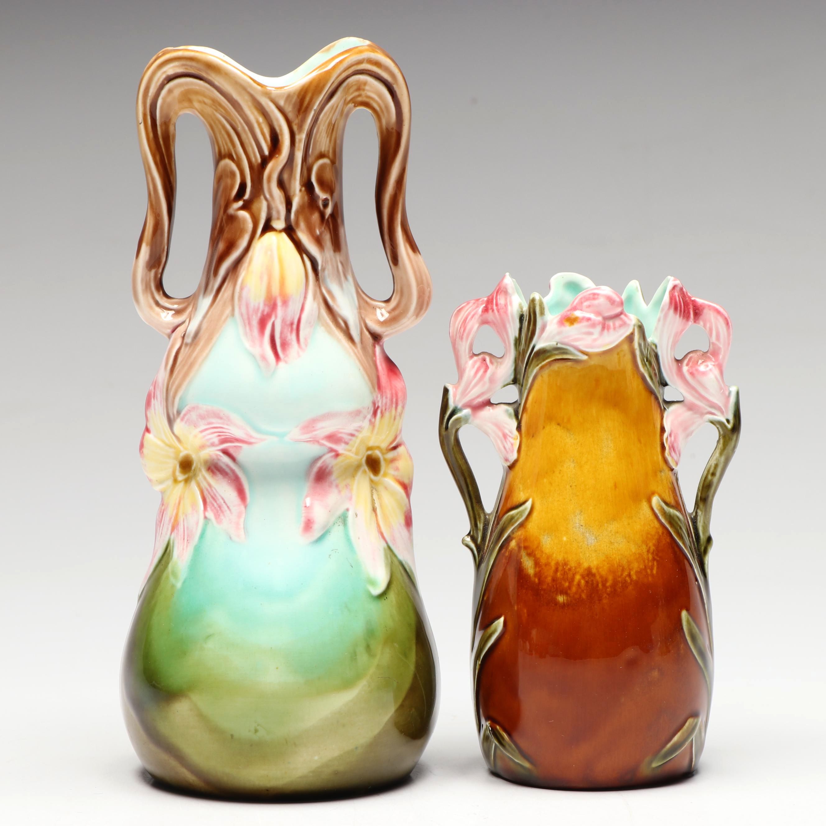 European Art Nouveau Style Ceramic Vases, Early 20th Century