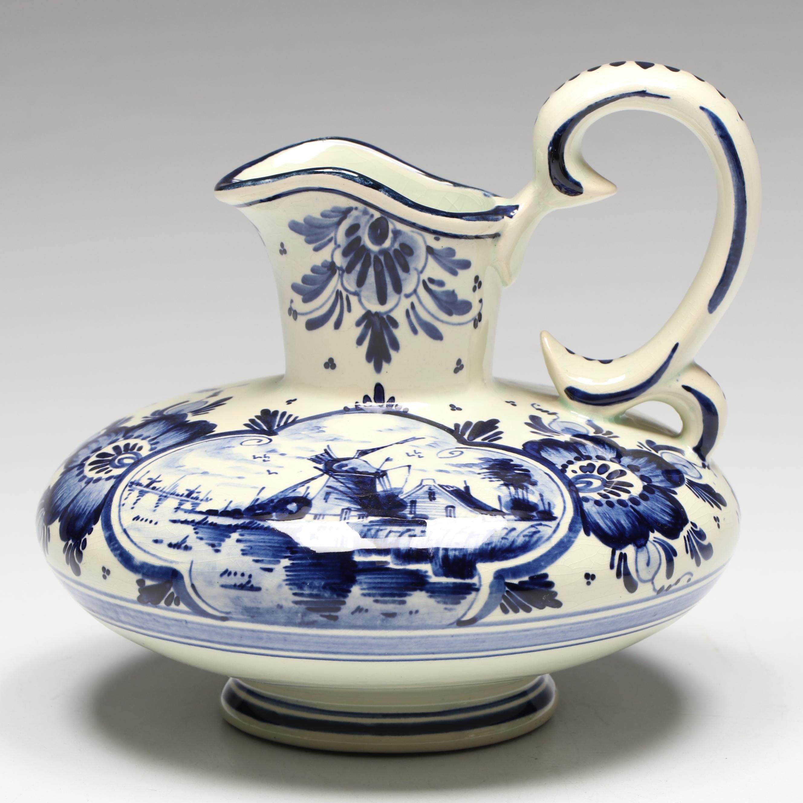 Delft Earthenware Windmill Ewer