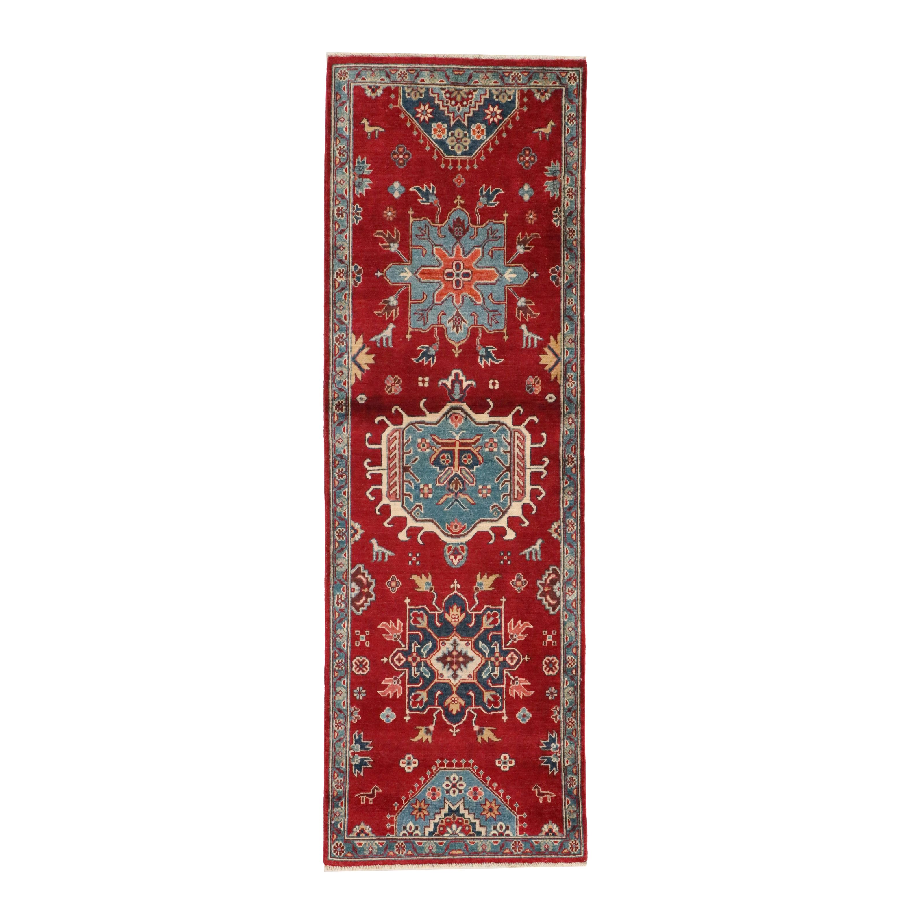 2'8 x 8'4 Hand-Knotted Pakistani Kazak Carpet Runner
