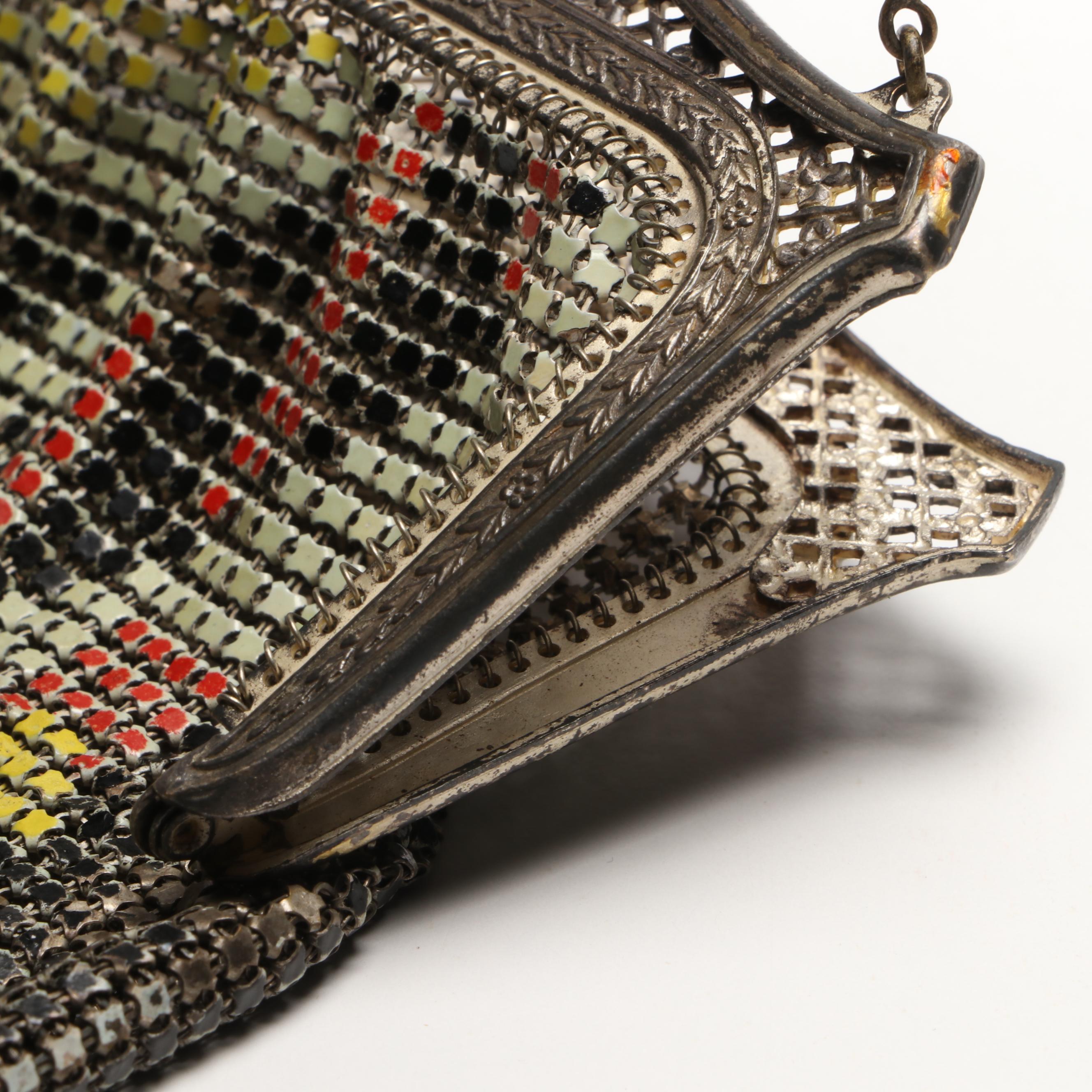 Whiting and Davis Art Deco El-Sah Enameled Metal Mesh Purse