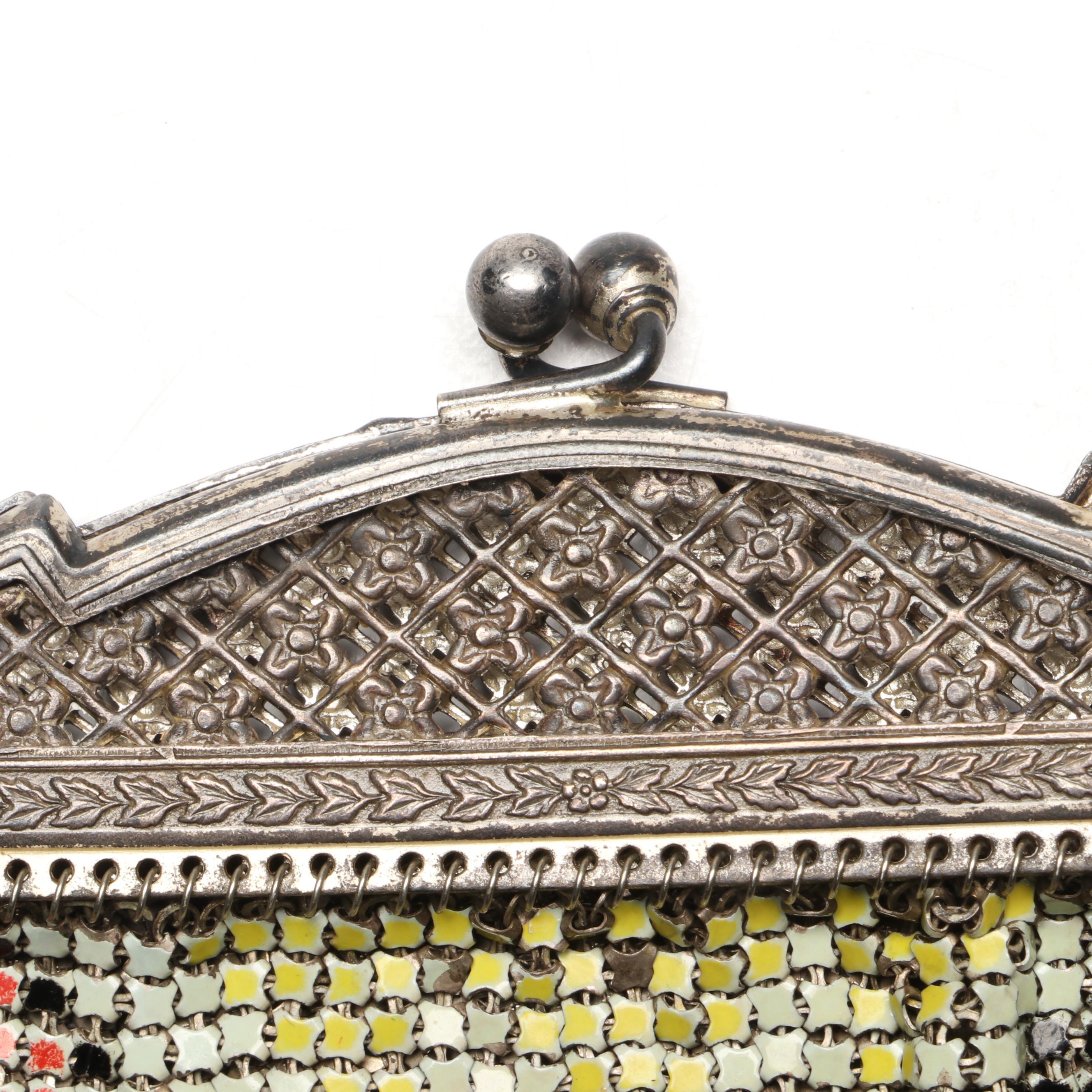 Whiting and Davis Art Deco El-Sah Enameled Metal Mesh Purse