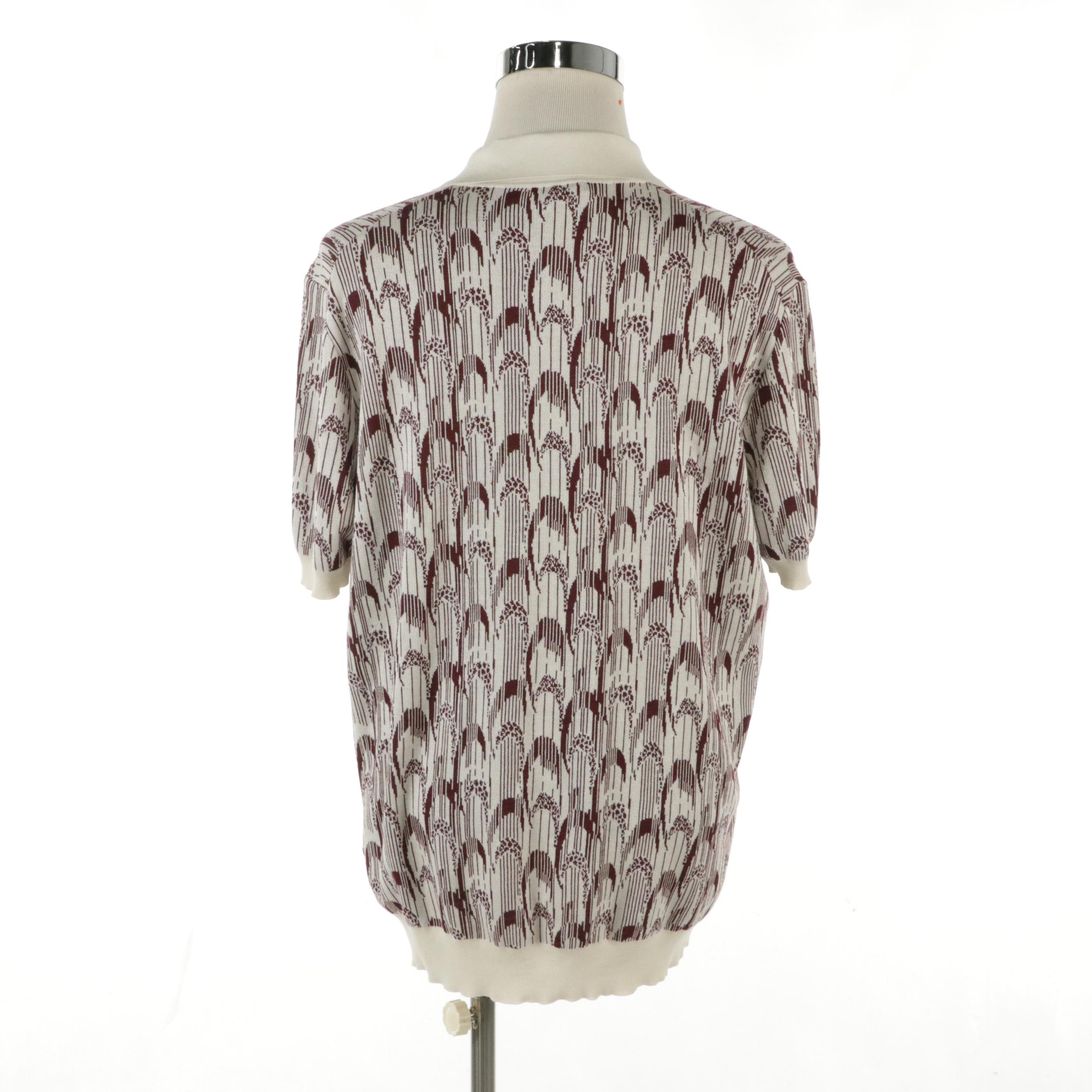 Men's Prada Printed Silk and Cotton Blend Knit Polo Shirt