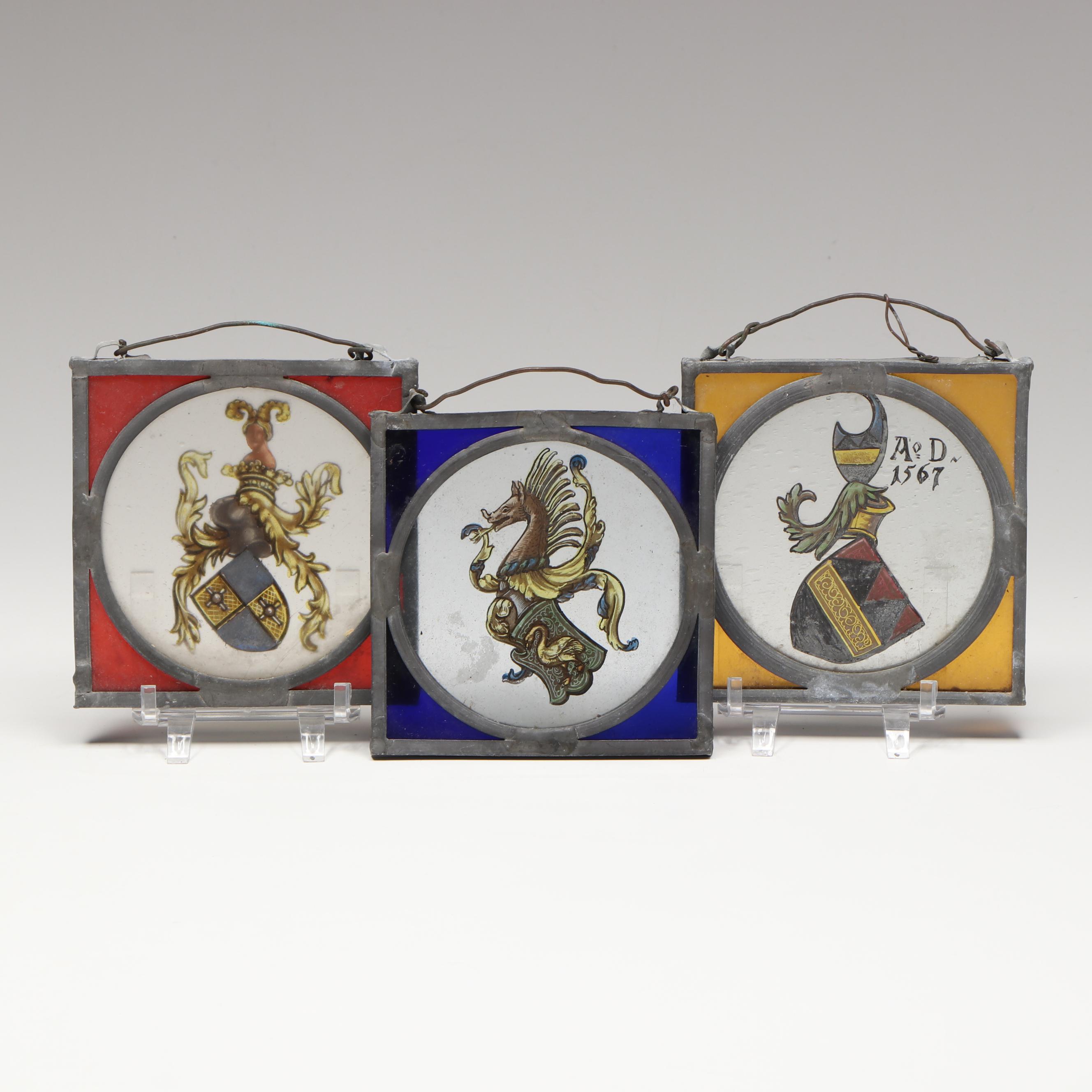 Renaissance Style Hand-Painted Stained Glass Sun Catchers