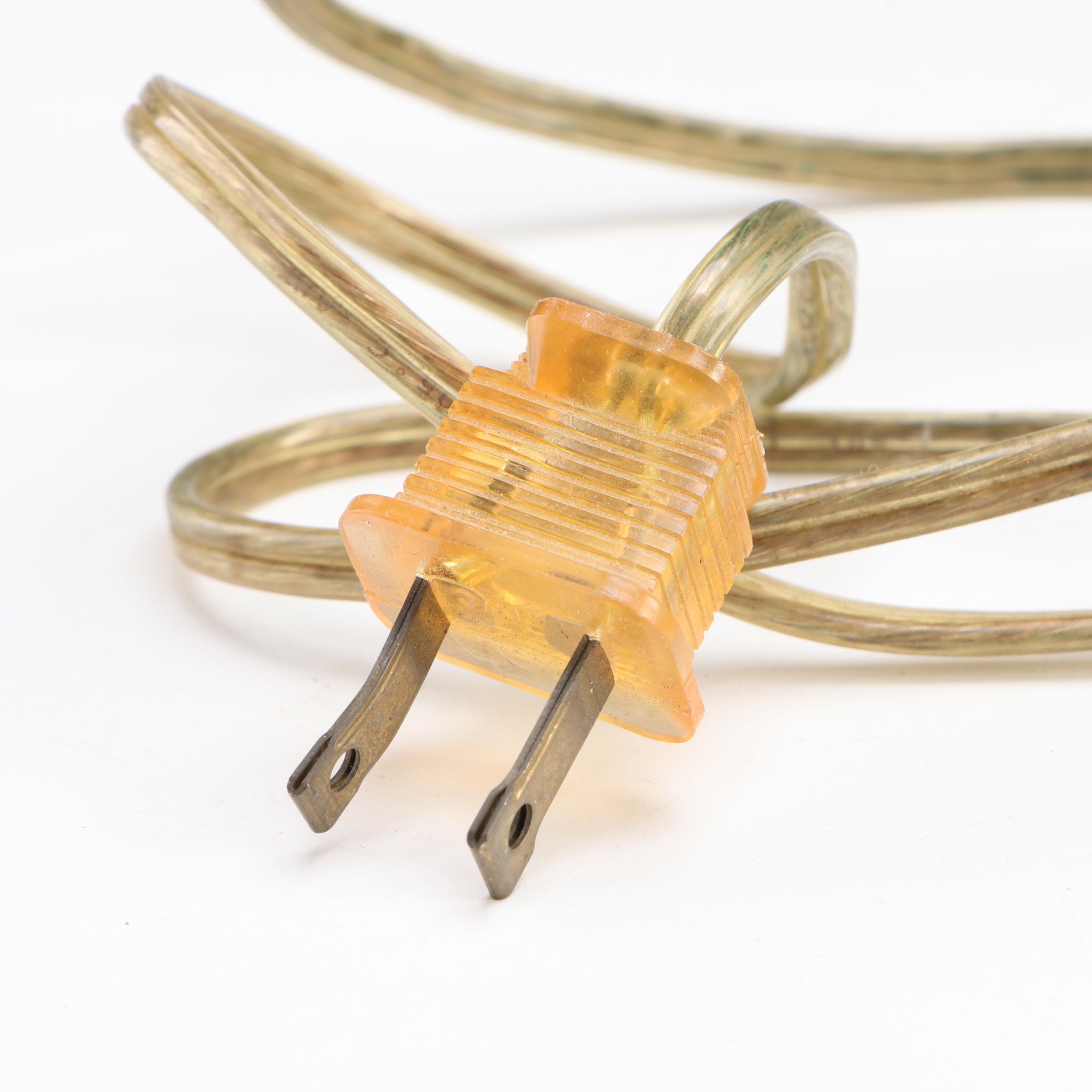 East Asian Cranes on Porcelain Ginger Jar Table Lamp, Scalloped Silk Shade