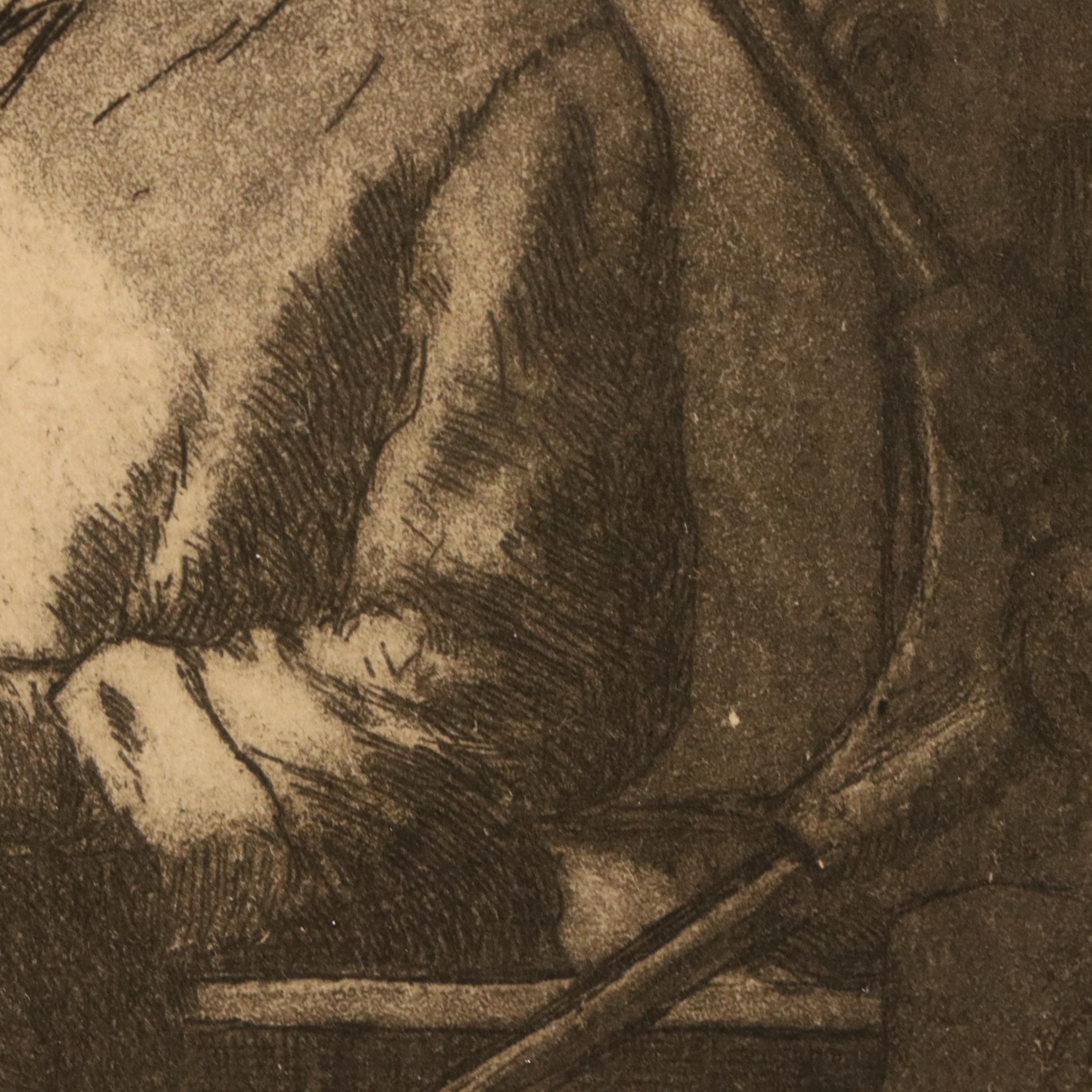 E. T. Hurley Etching With Aquatint "In the Studio," 1933