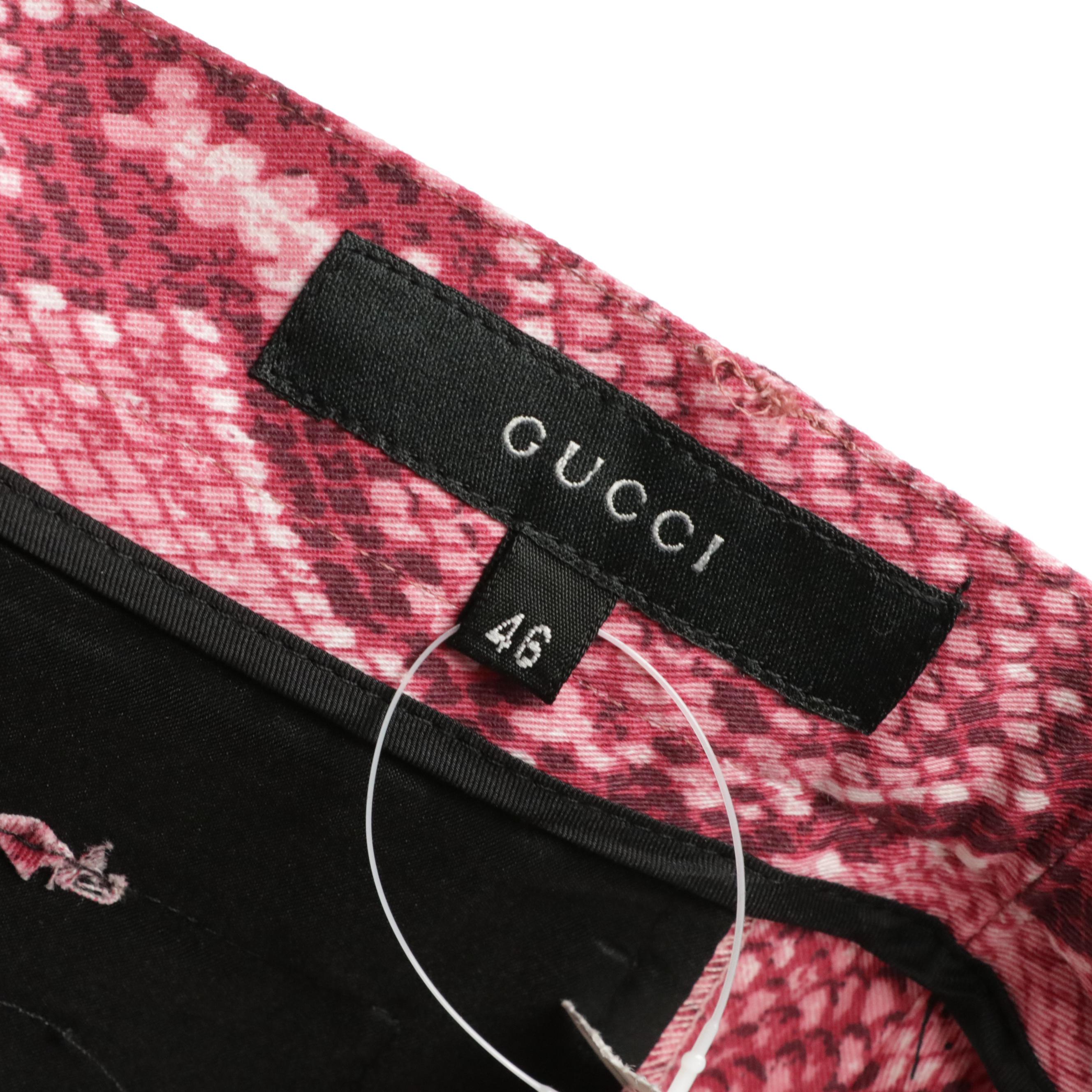 Gucci Pink Python Print Flat-Front Unhemmed Pants with Tag