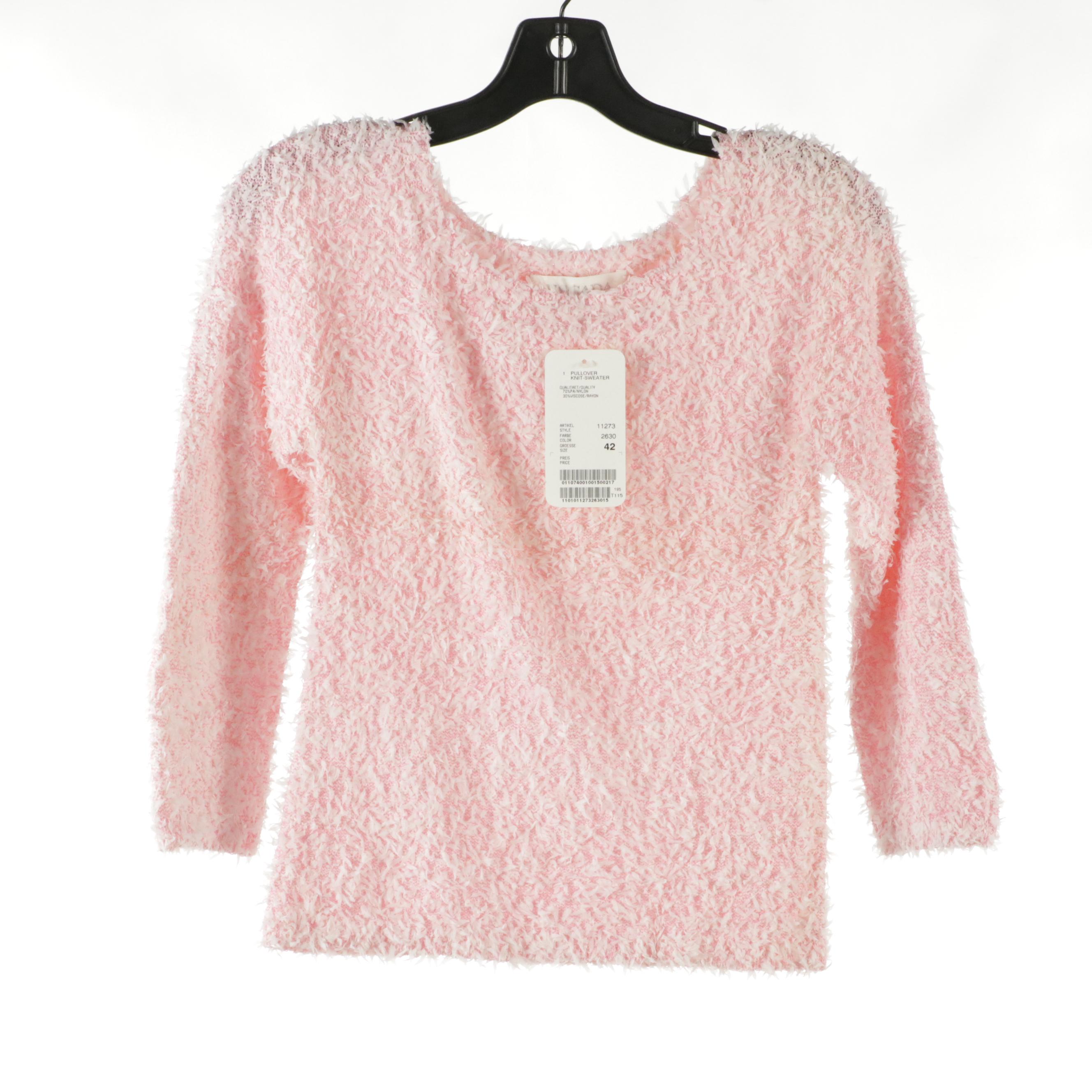 Escada Silk Printed Blouse, Black Wool Blend Skirts, Wool Blazer & Pink Sweater