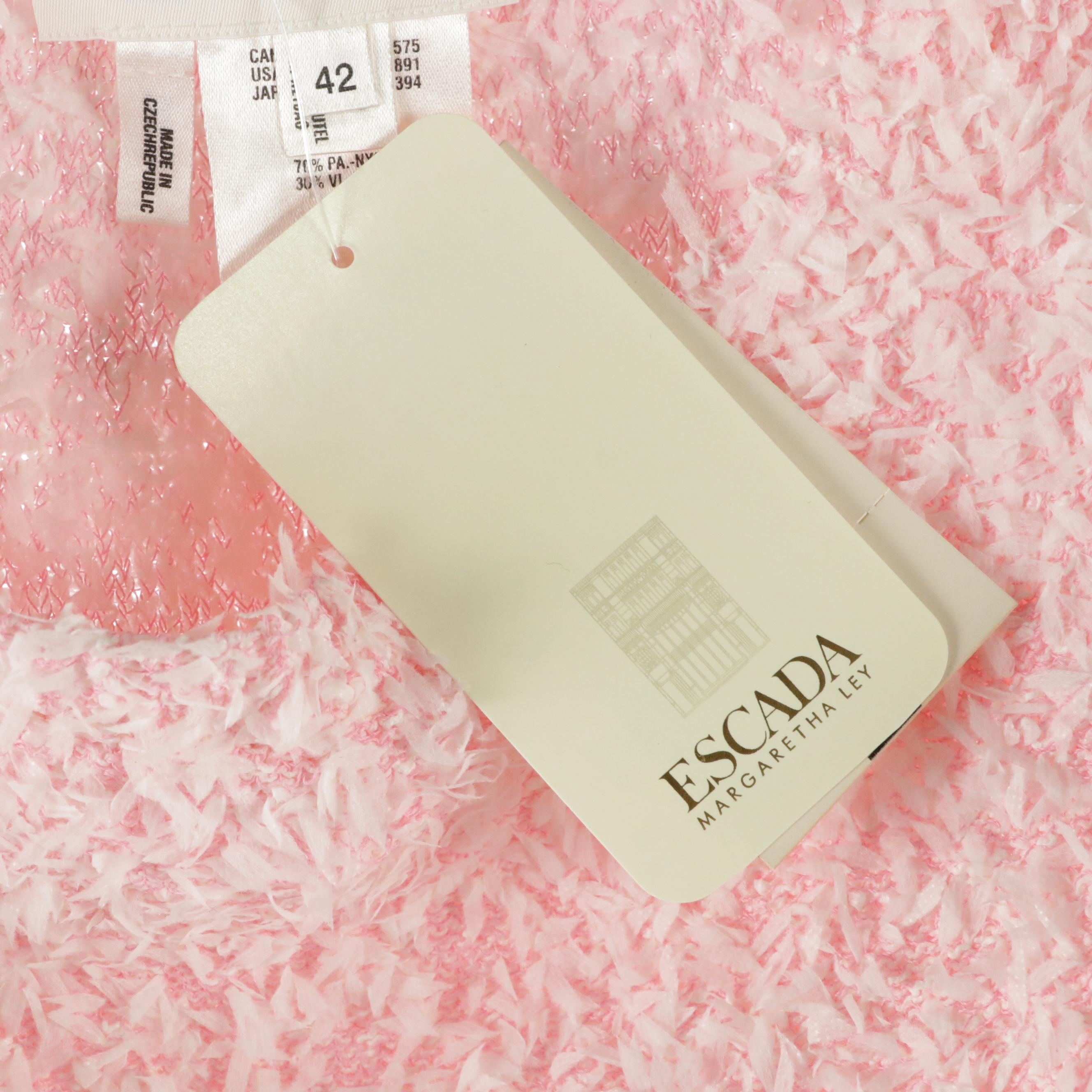 Escada Silk Printed Blouse, Black Wool Blend Skirts, Wool Blazer & Pink Sweater