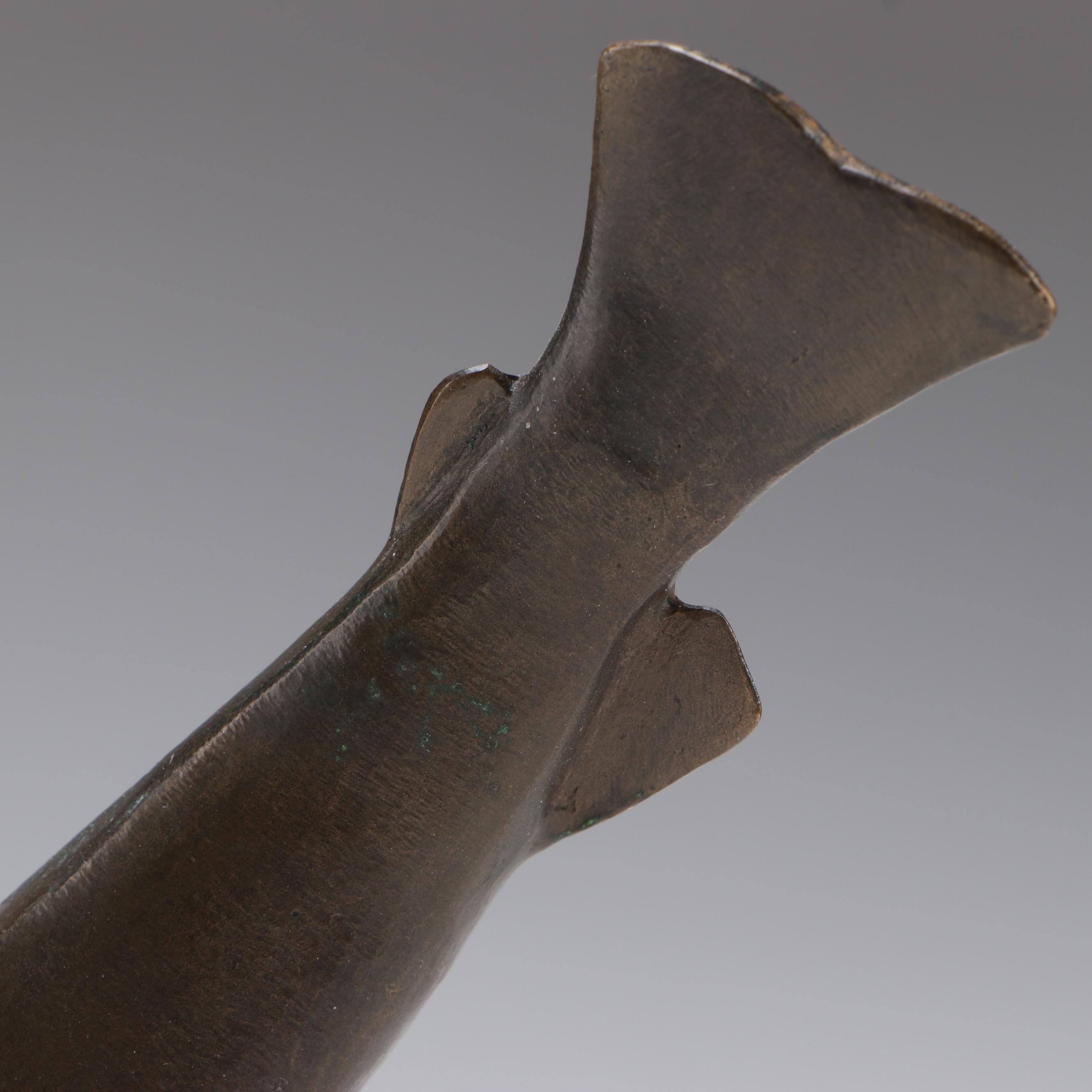 Art Deco Style Bronzed Metal Fish on Stone Base