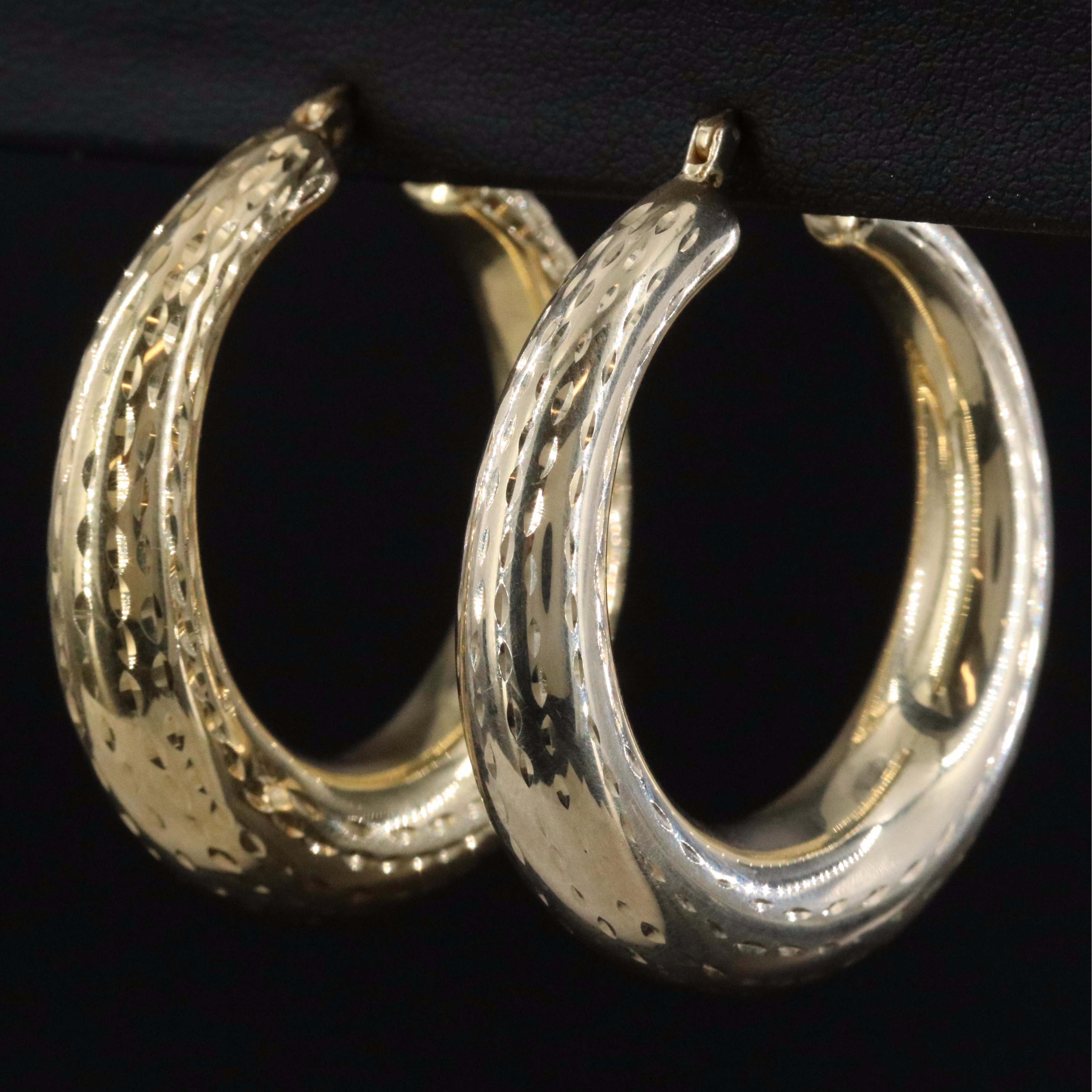 Sterling Gold-Tone Tapered Hoop Earrings