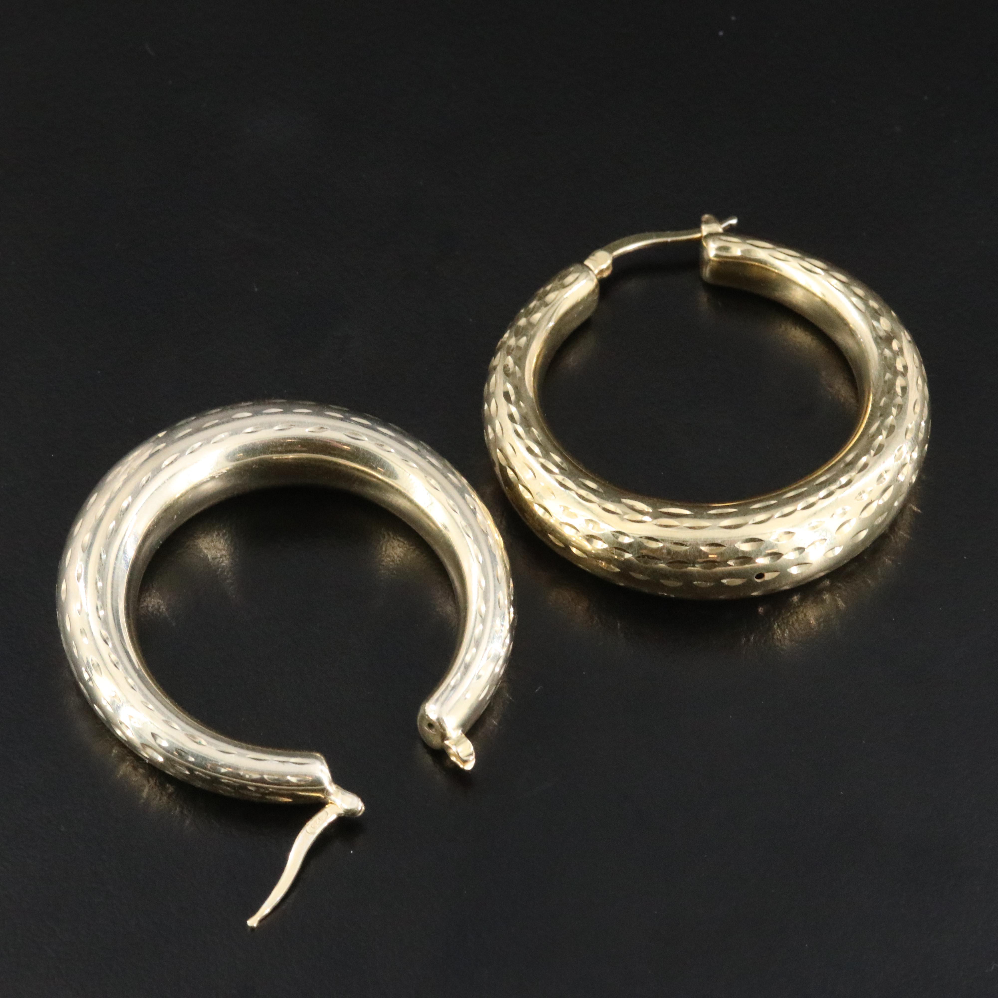 Sterling Gold-Tone Tapered Hoop Earrings