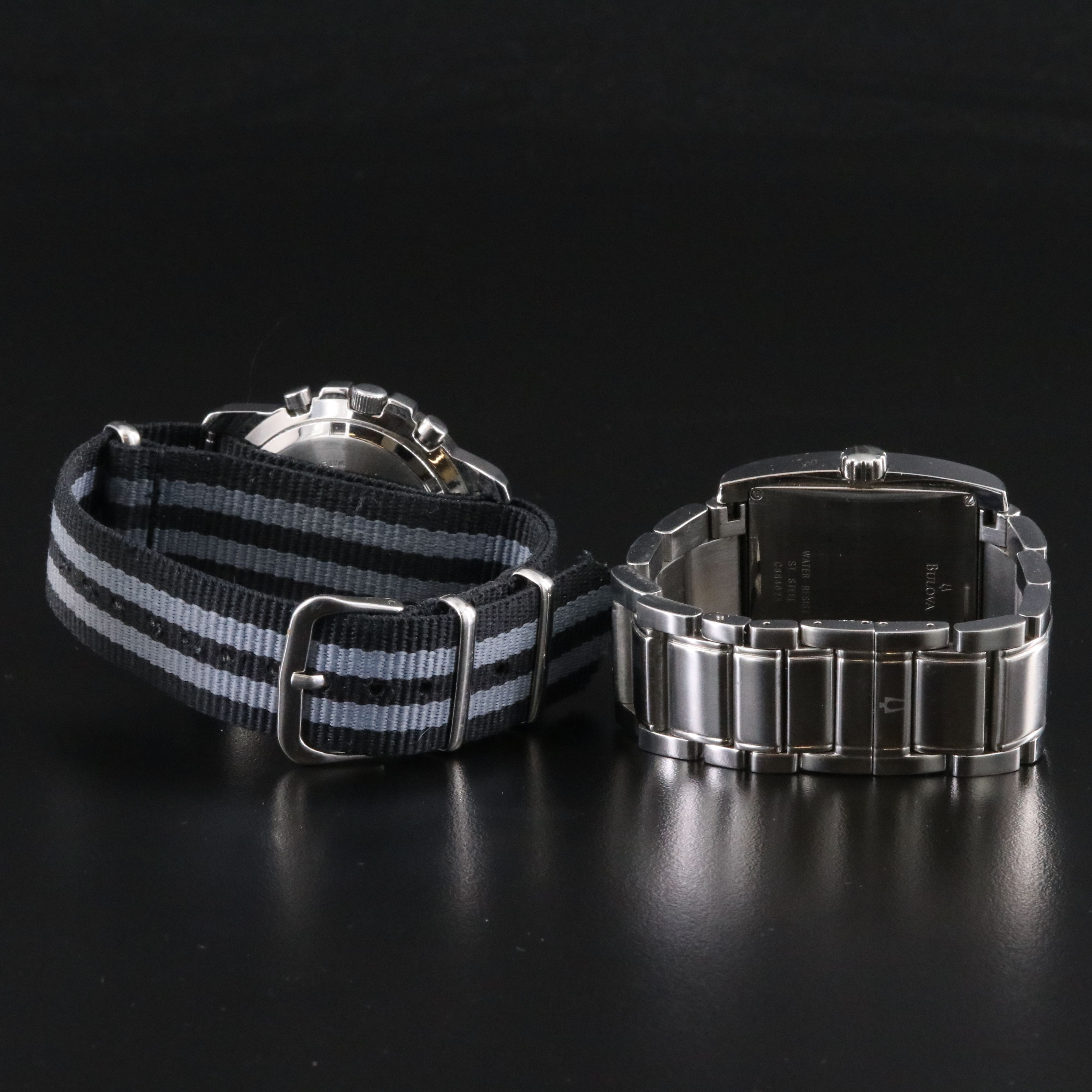 Seiko Chronograph and Bulova Moonphase Stainless Steel Quartz Watches