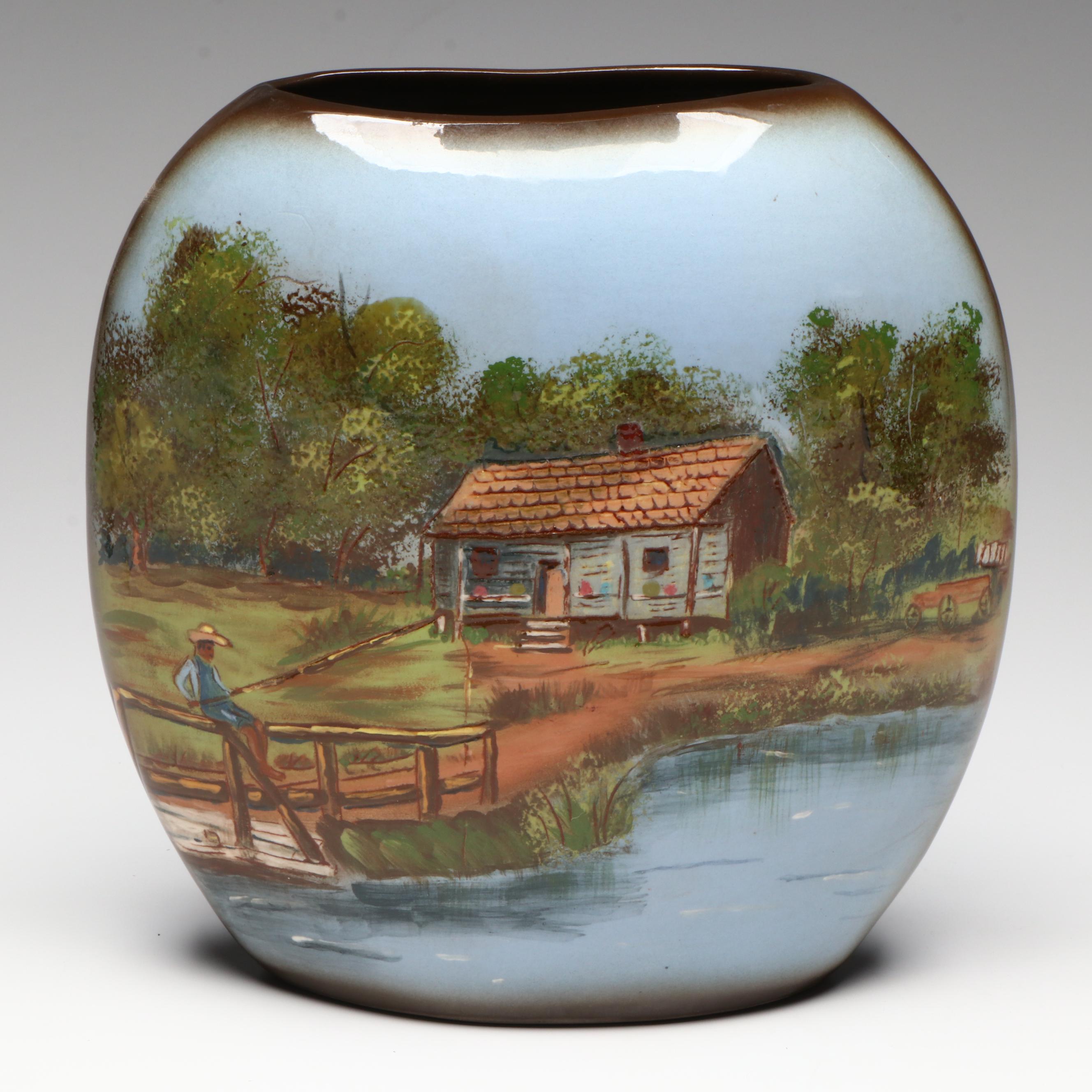 T. Ault. Moore for Adrian Pottery Hand-Painted Ceramic Vase