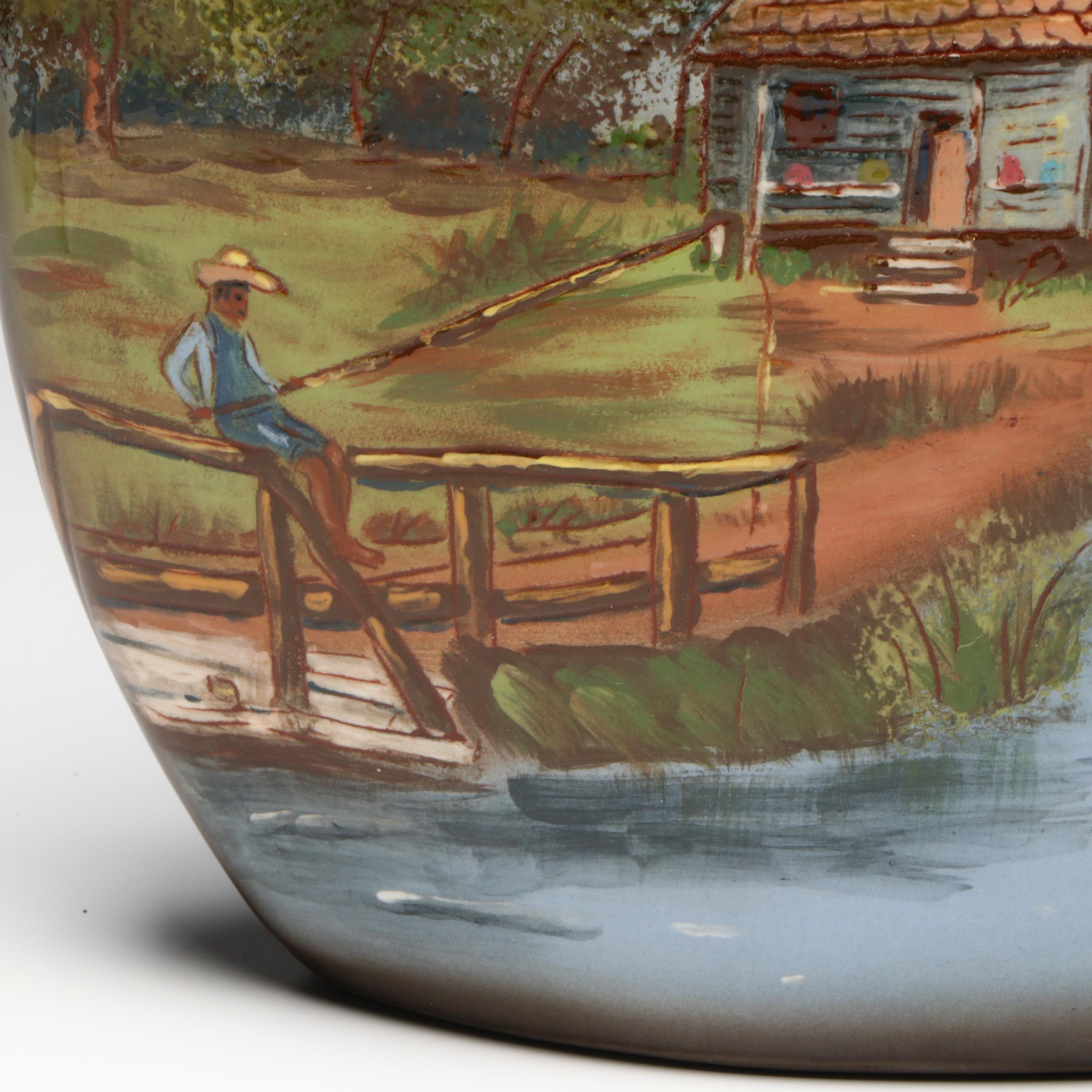 T. Ault. Moore for Adrian Pottery Hand-Painted Ceramic Vase