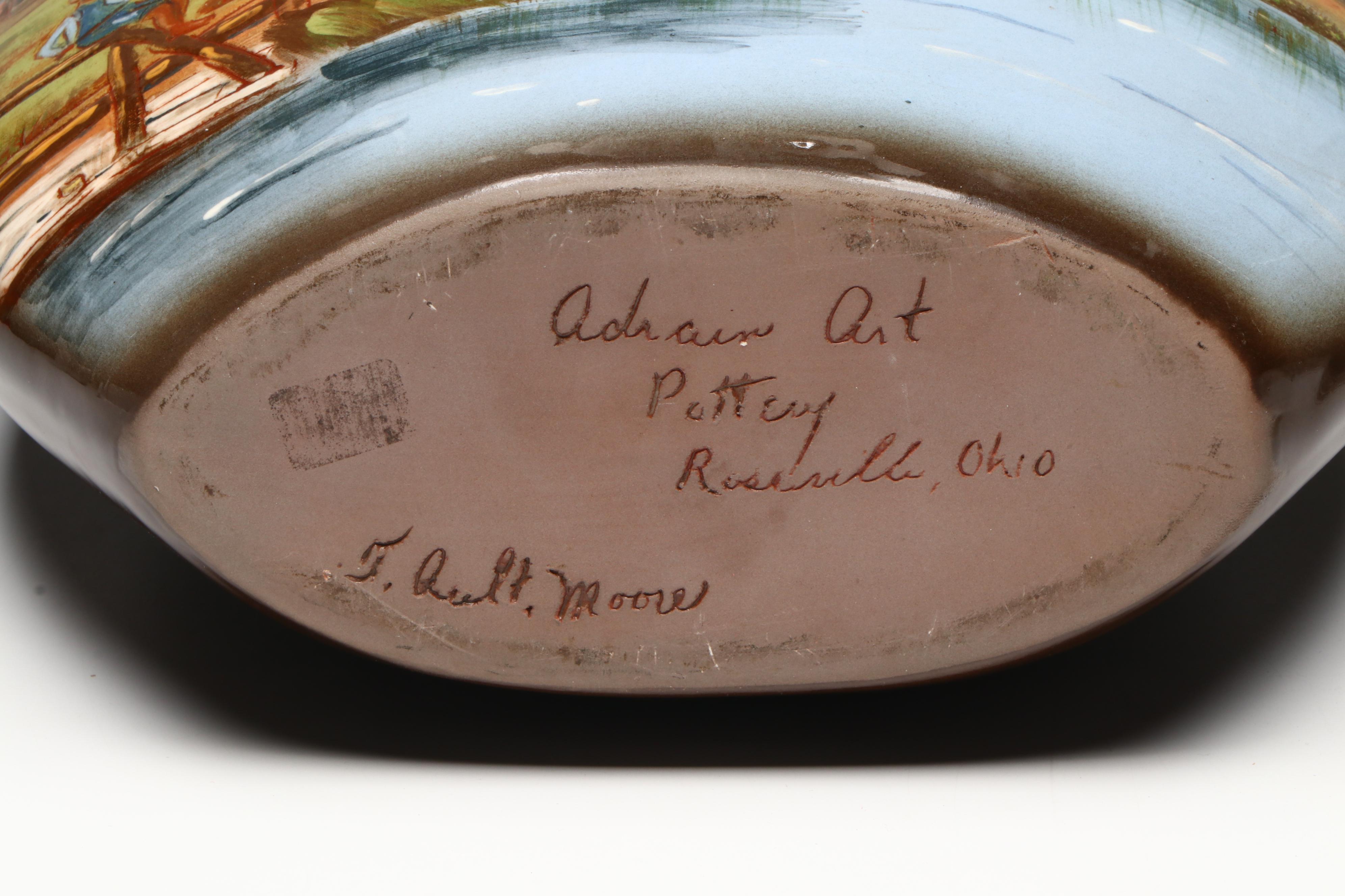 T. Ault. Moore for Adrian Pottery Hand-Painted Ceramic Vase