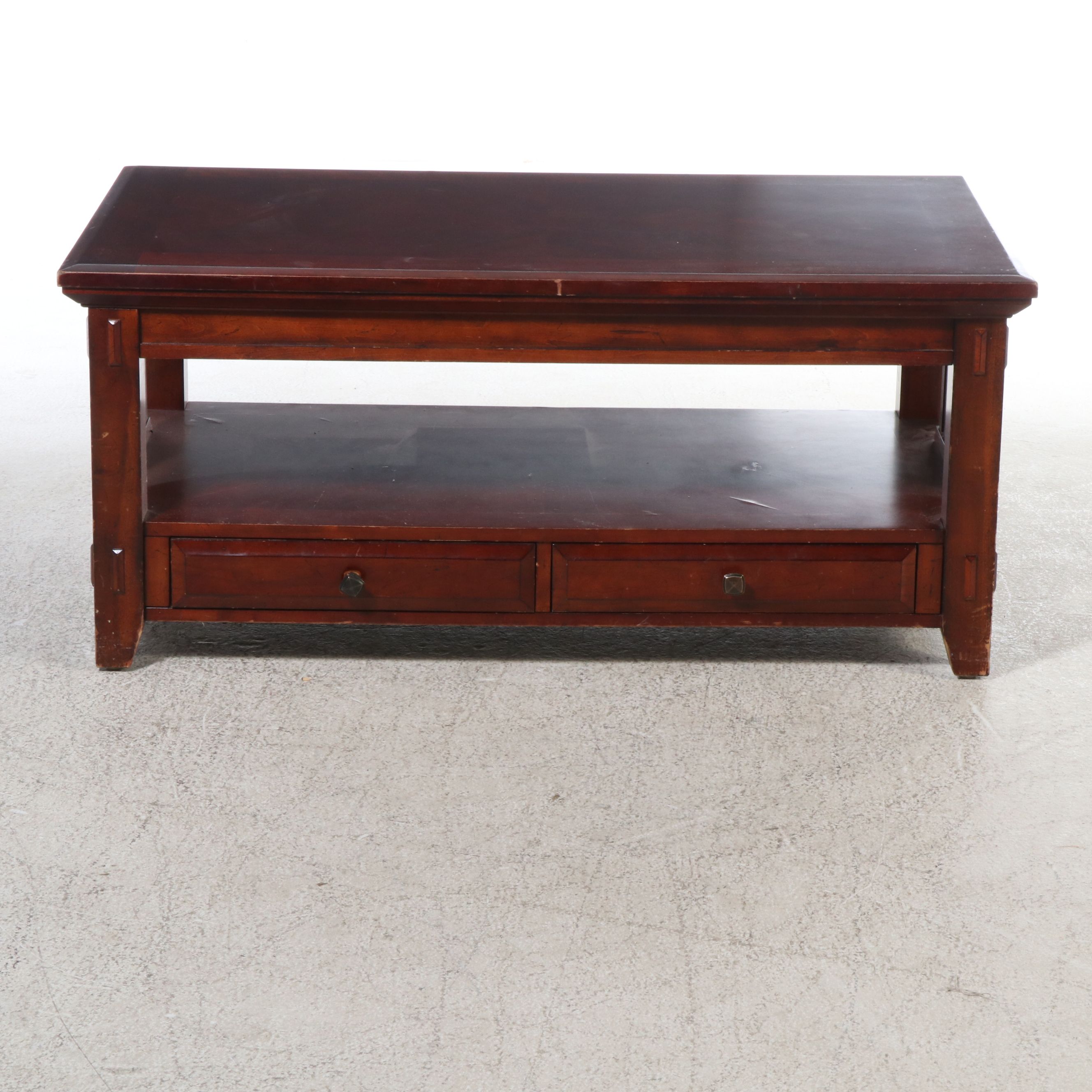 Craftsman Style Walnut Finish Lift-Top Coffee Table