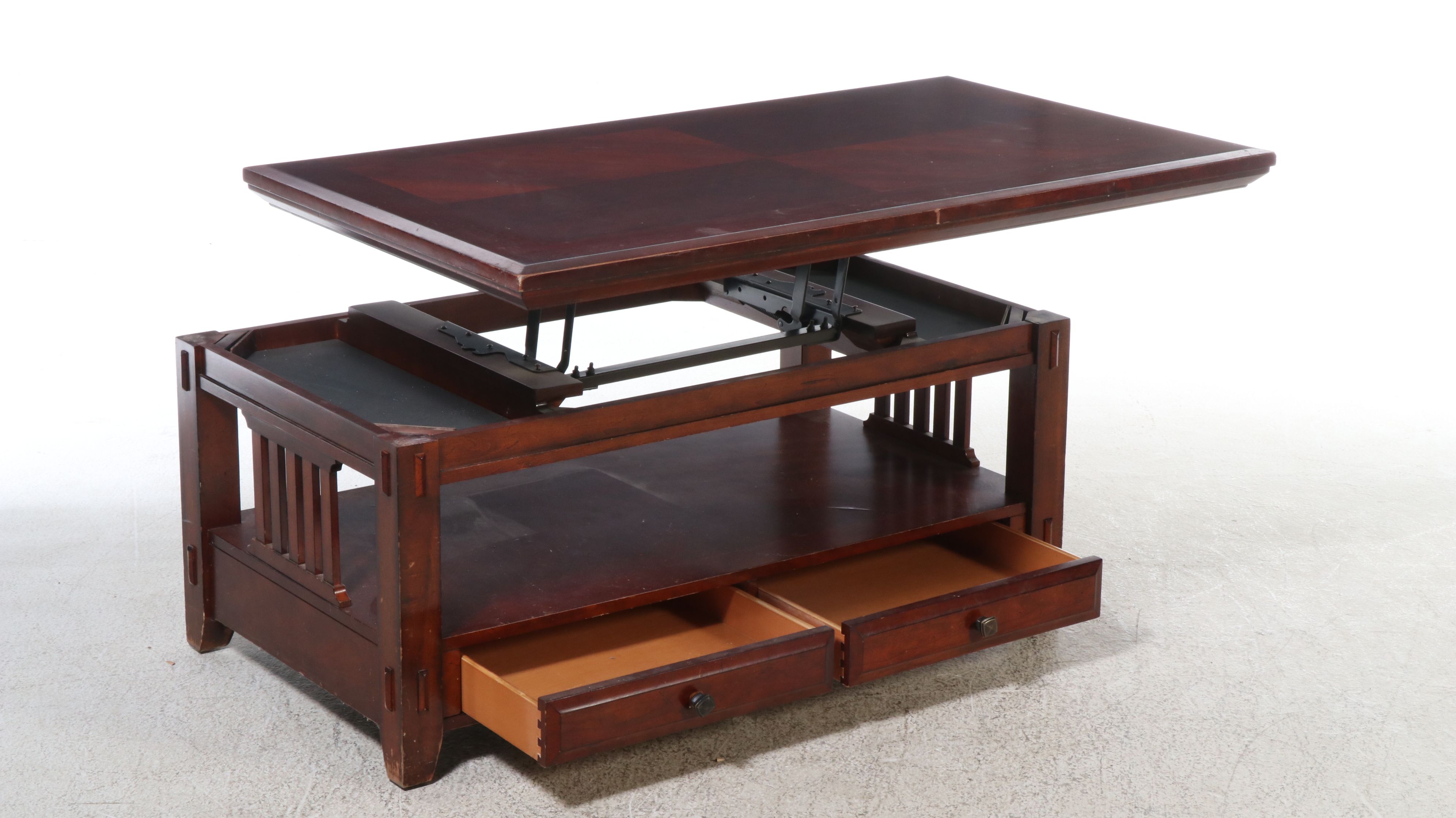 Craftsman Style Walnut Finish Lift-Top Coffee Table