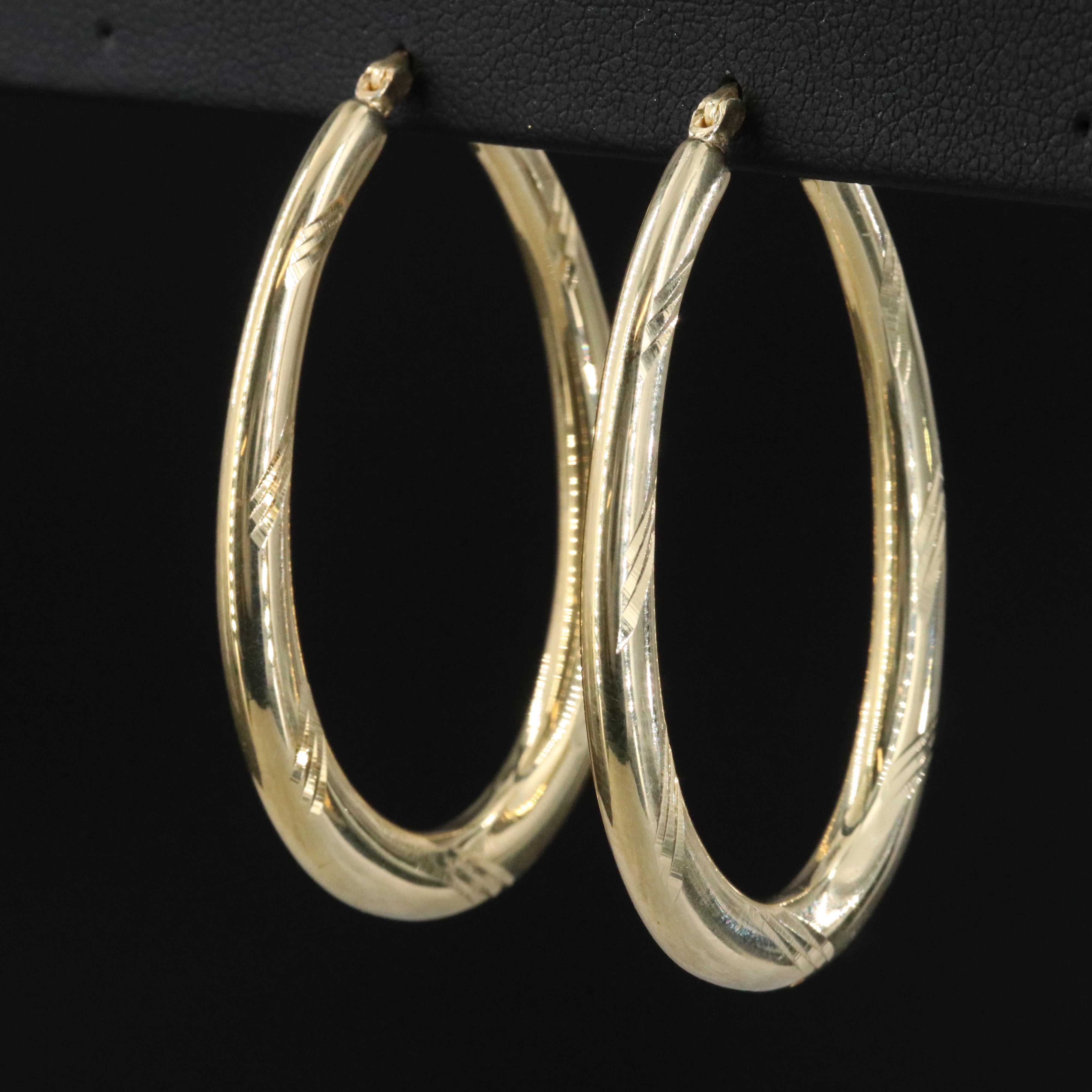 Sterling Gold-Tone Oval Hoop Earrings
