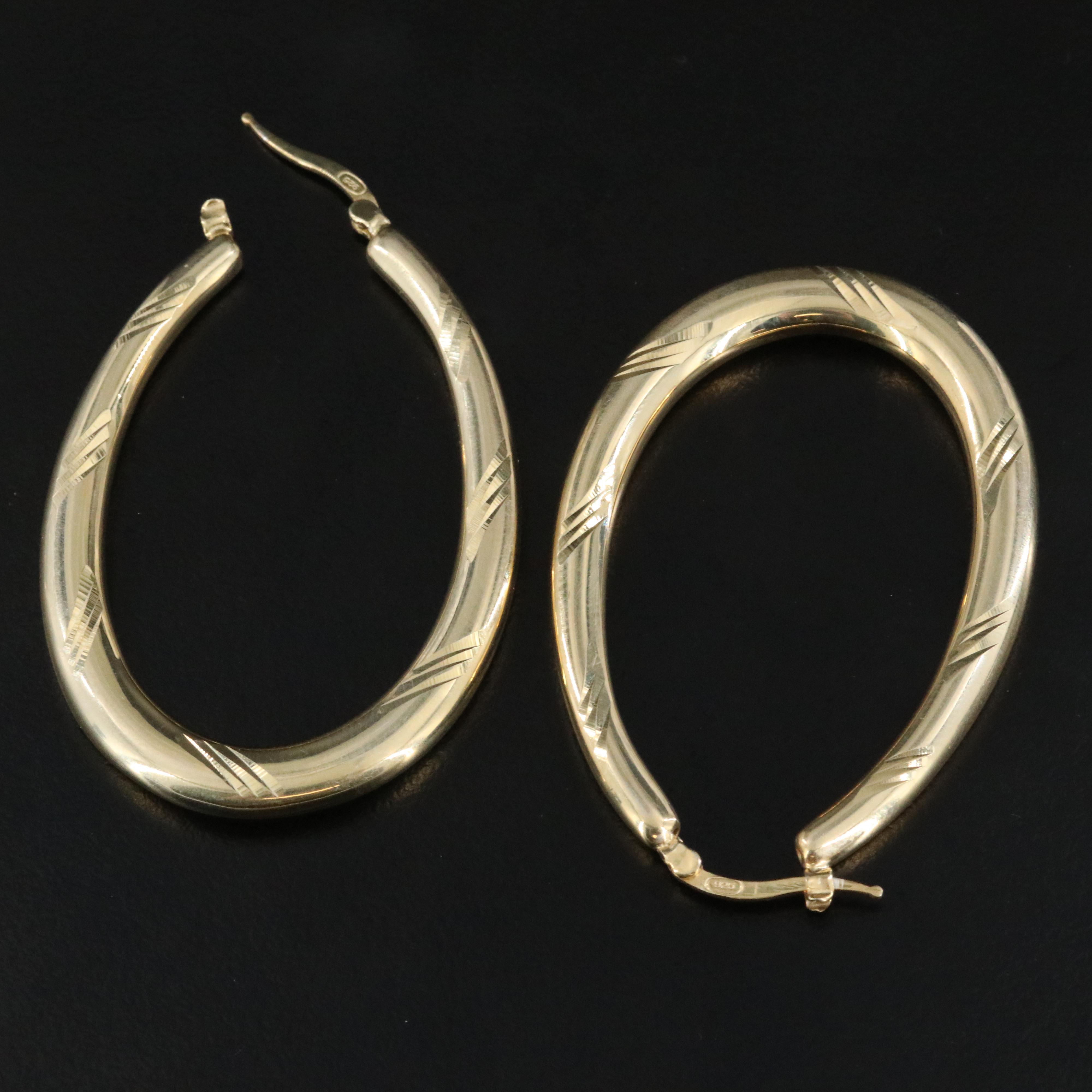 Sterling Gold-Tone Oval Hoop Earrings