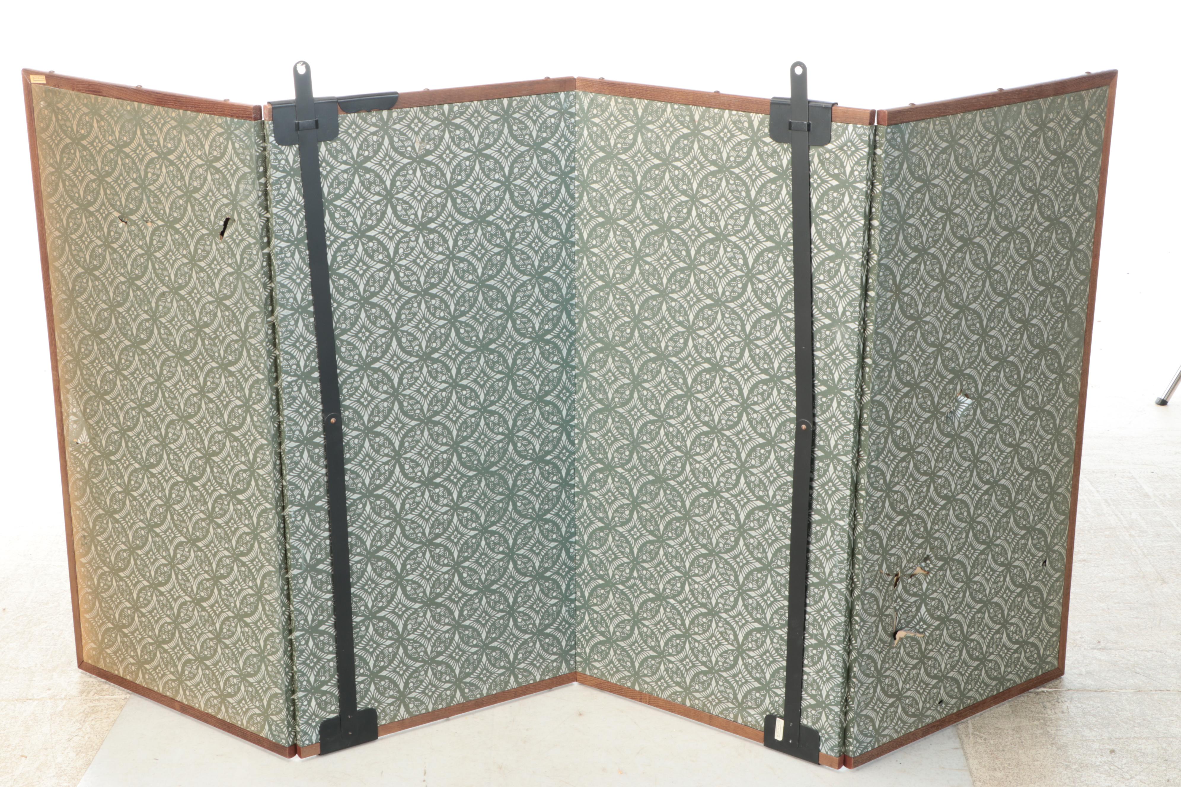 Japanese Hand-Painted Four-Panel Byōbu