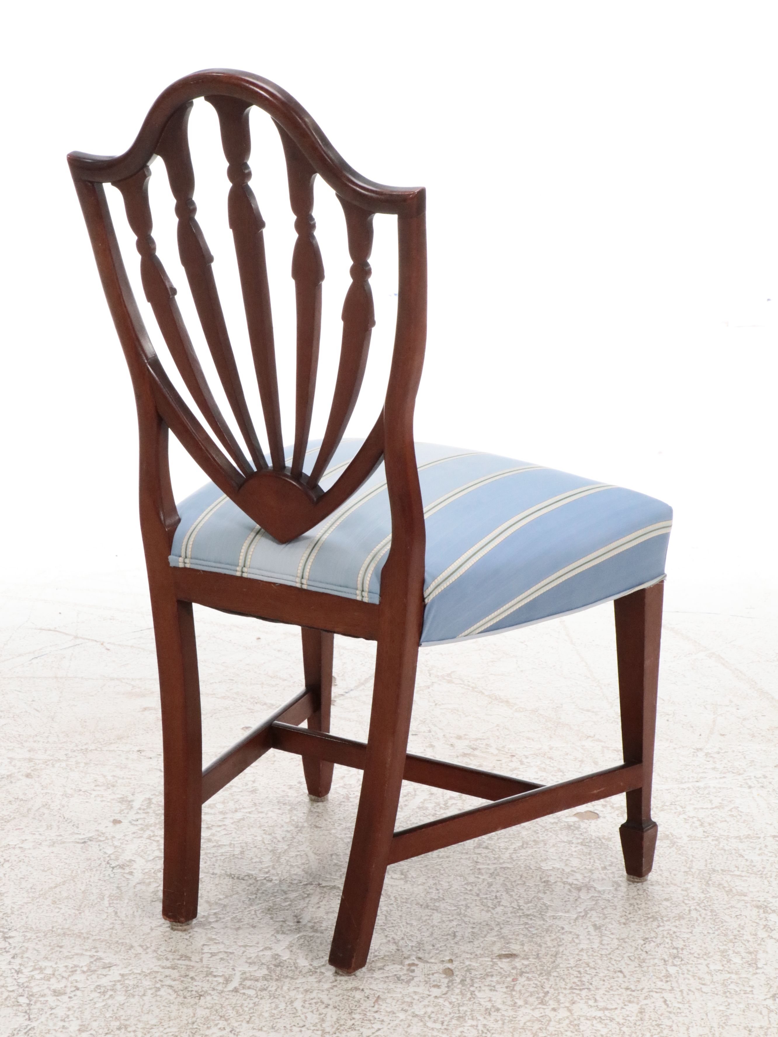Set of Eight Hepplewhite Style Mahogany Shield Back Chairs, 20th Century