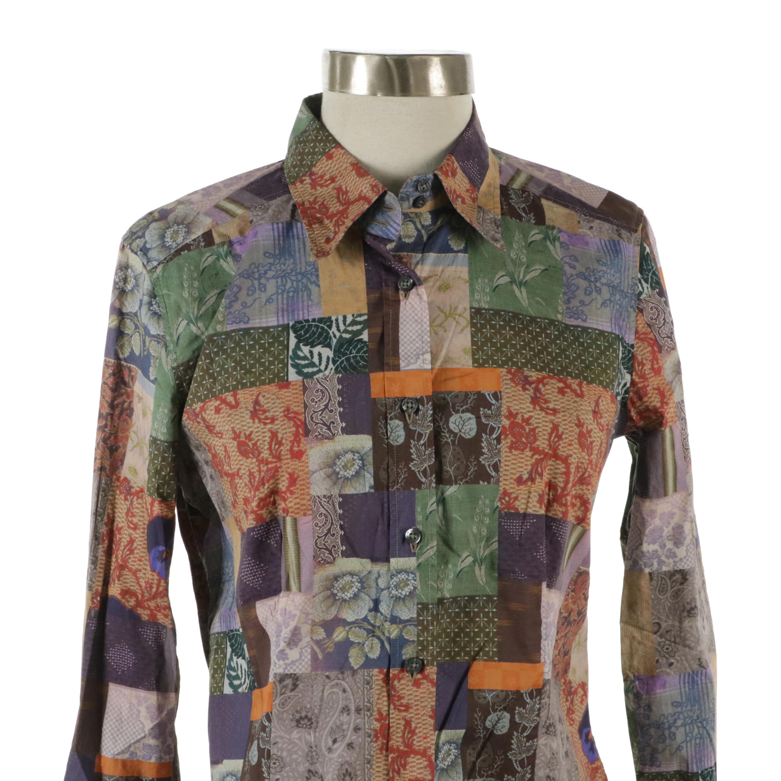 ETRO Patchwork Printed Stretch Cotton Button-Up